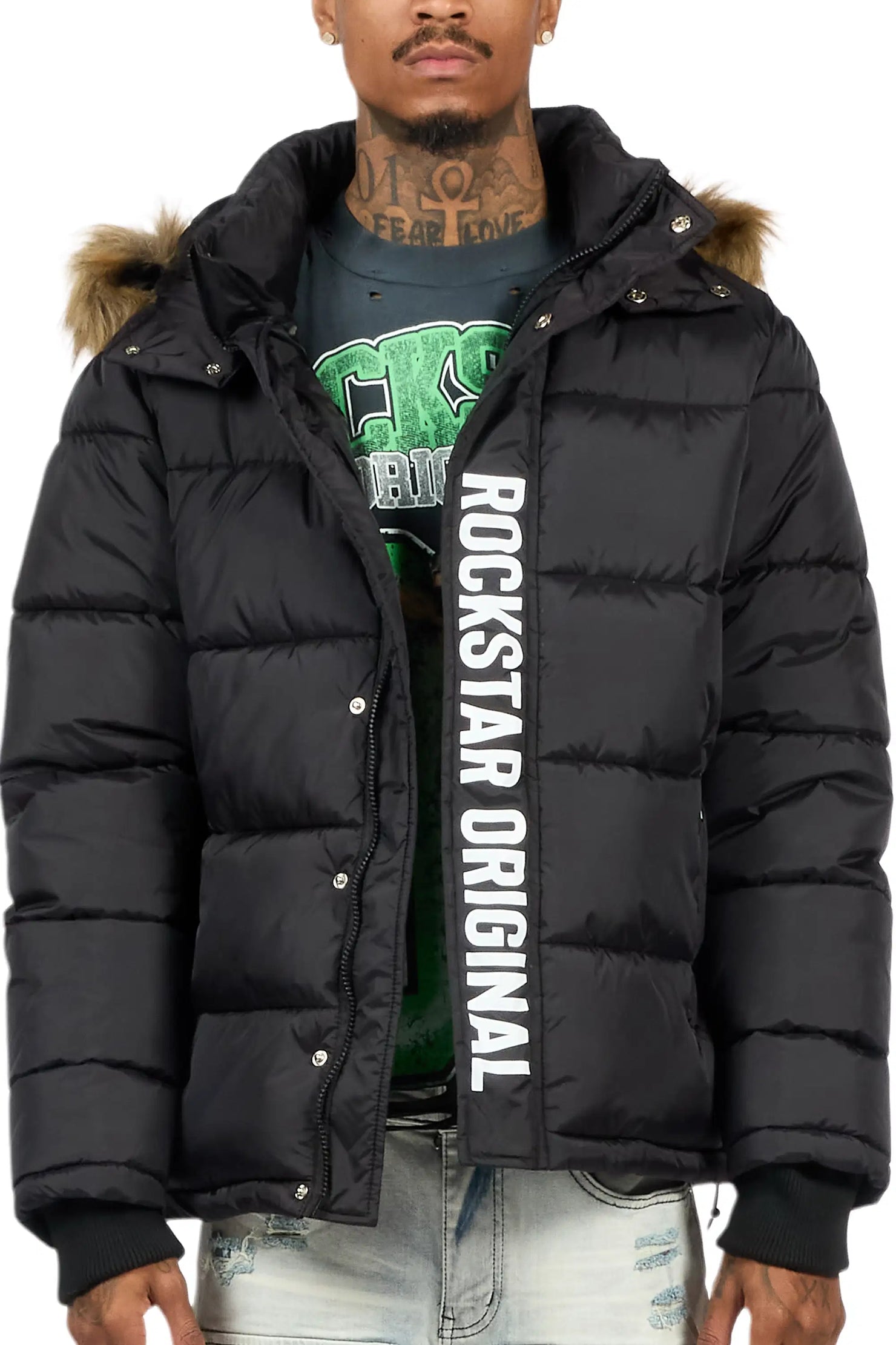 Frostbite Black/Brown Puffer Jacket