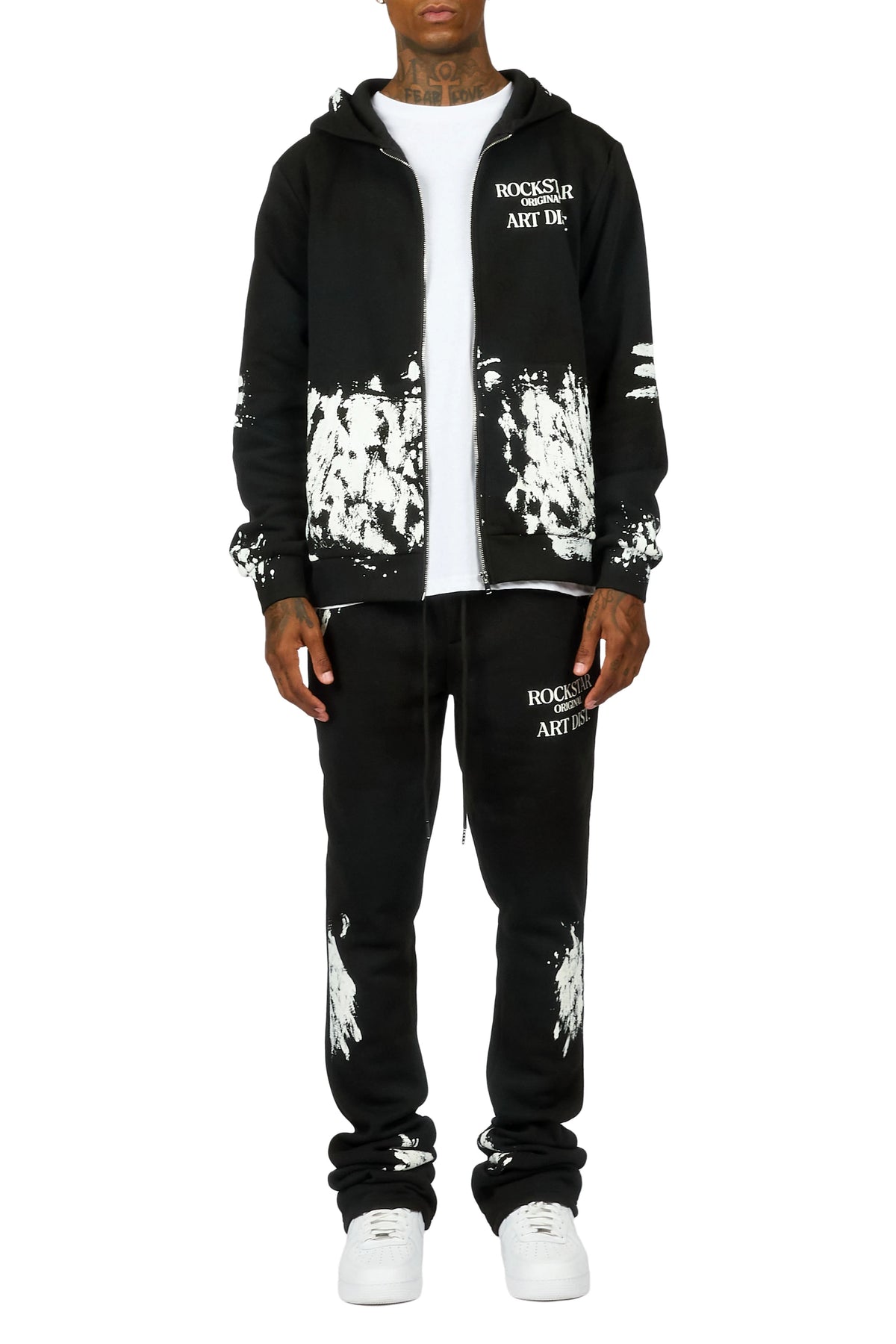 Filip Black Zip Up Hoodie/Stacked Track Set