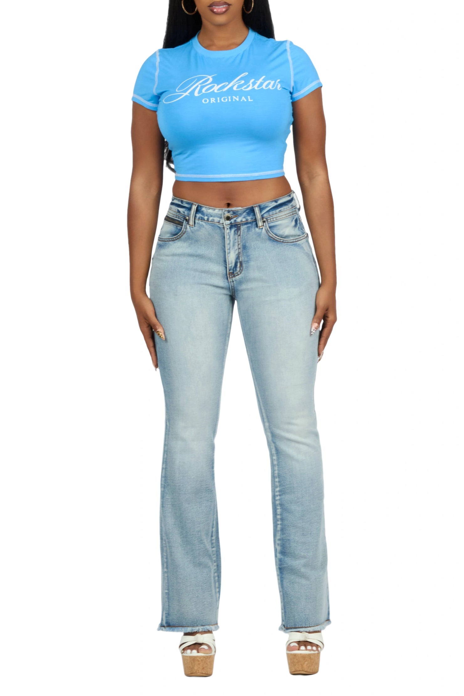 Sharae Blue Baby Tee Shirt