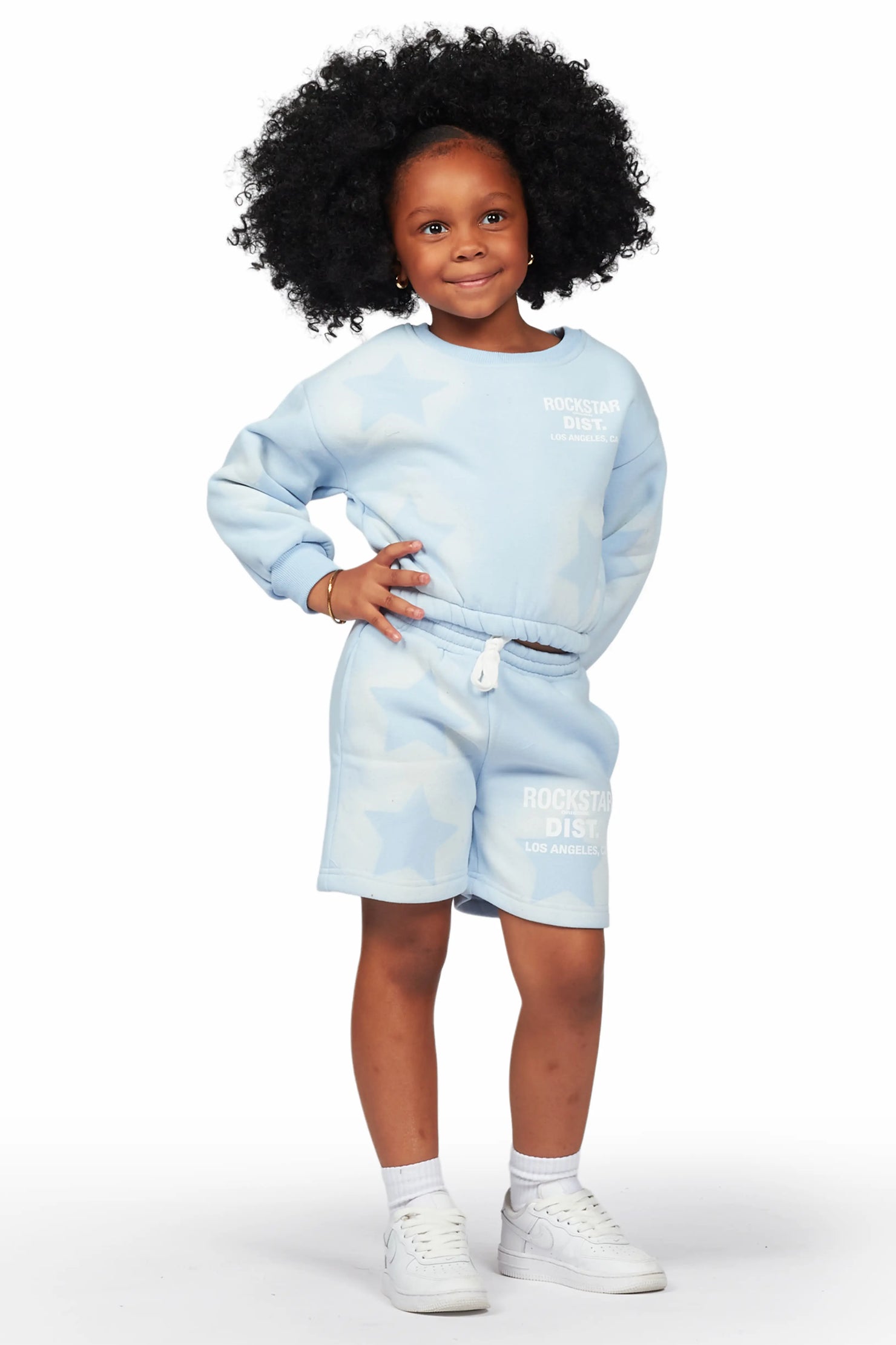 Girls Dally Light Blue Crop Top Short Set