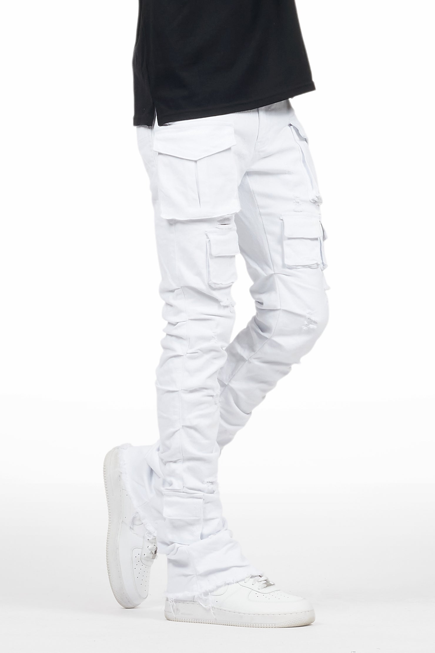 Gentry White Stacked Flare Jean