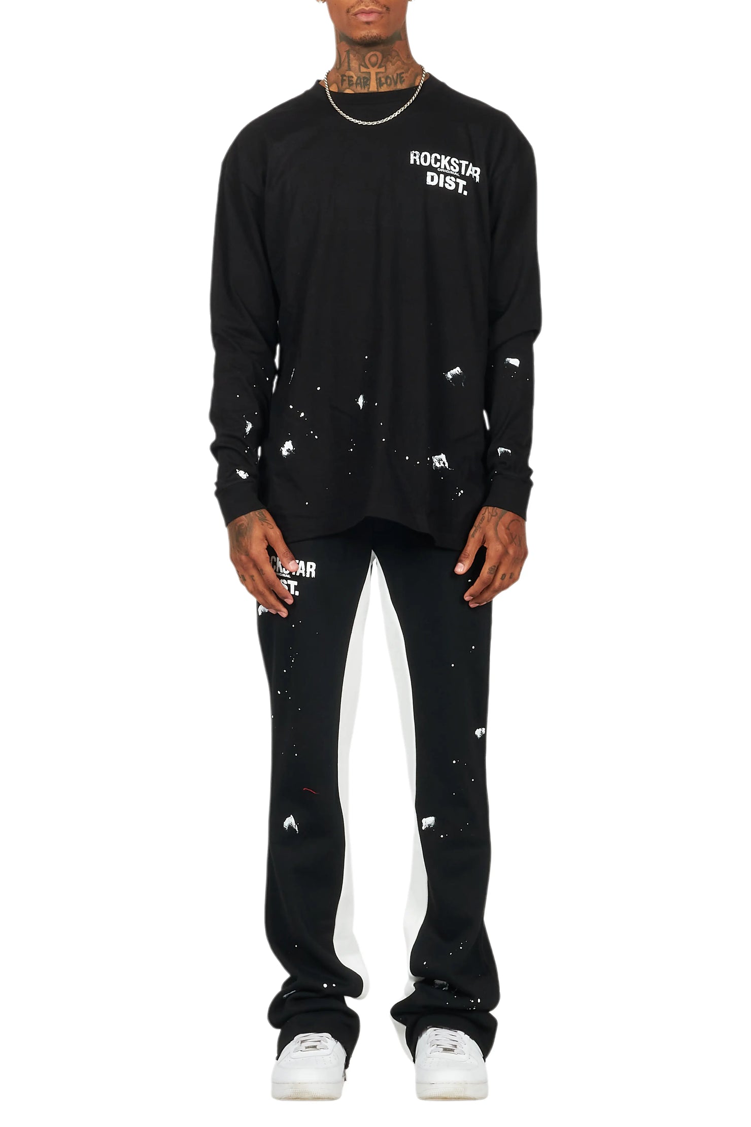 Raffer Black Long Sleeve T-Shirt/Baggy Pant Set