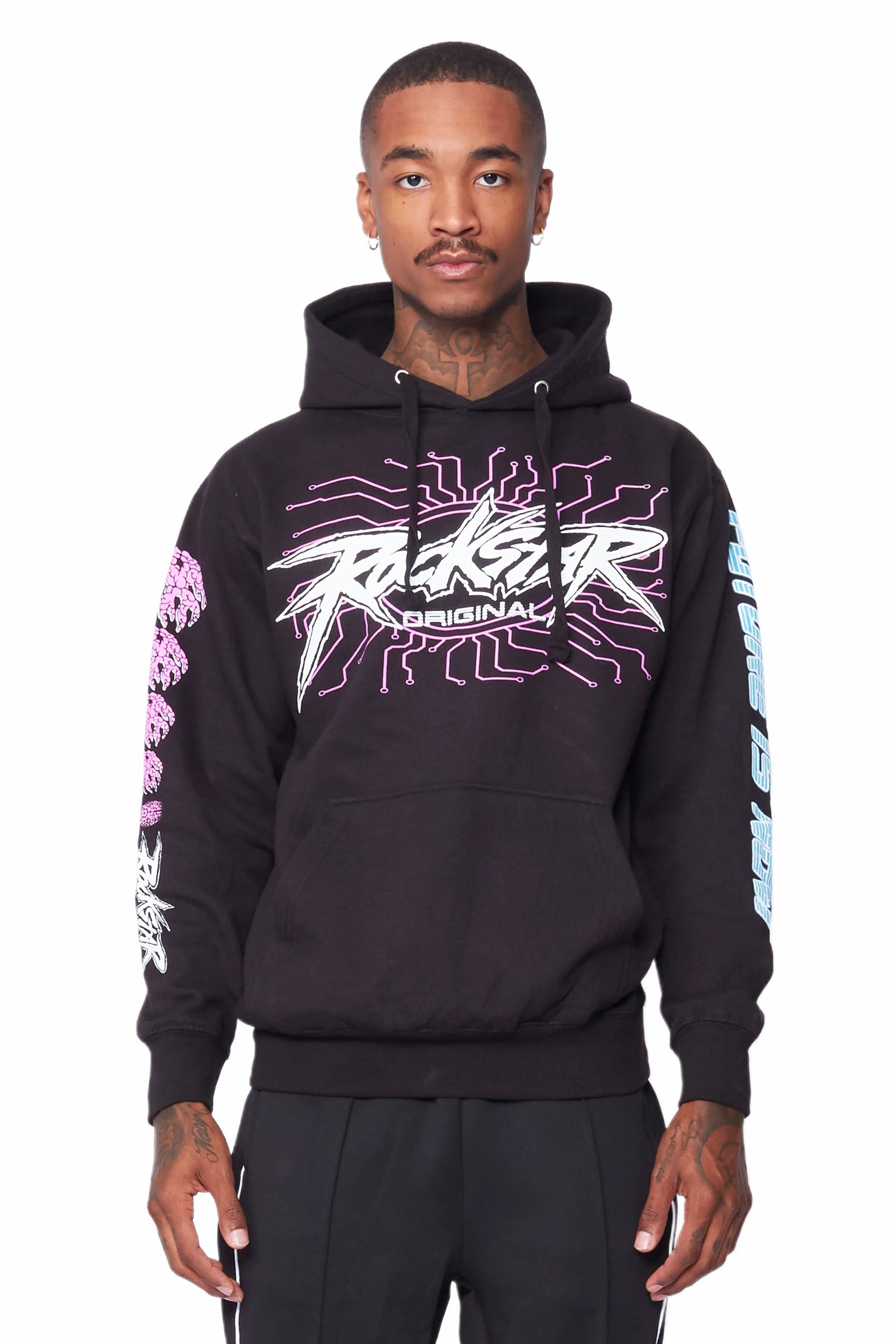 Race Black Hoodie Stacked Flare Track Set