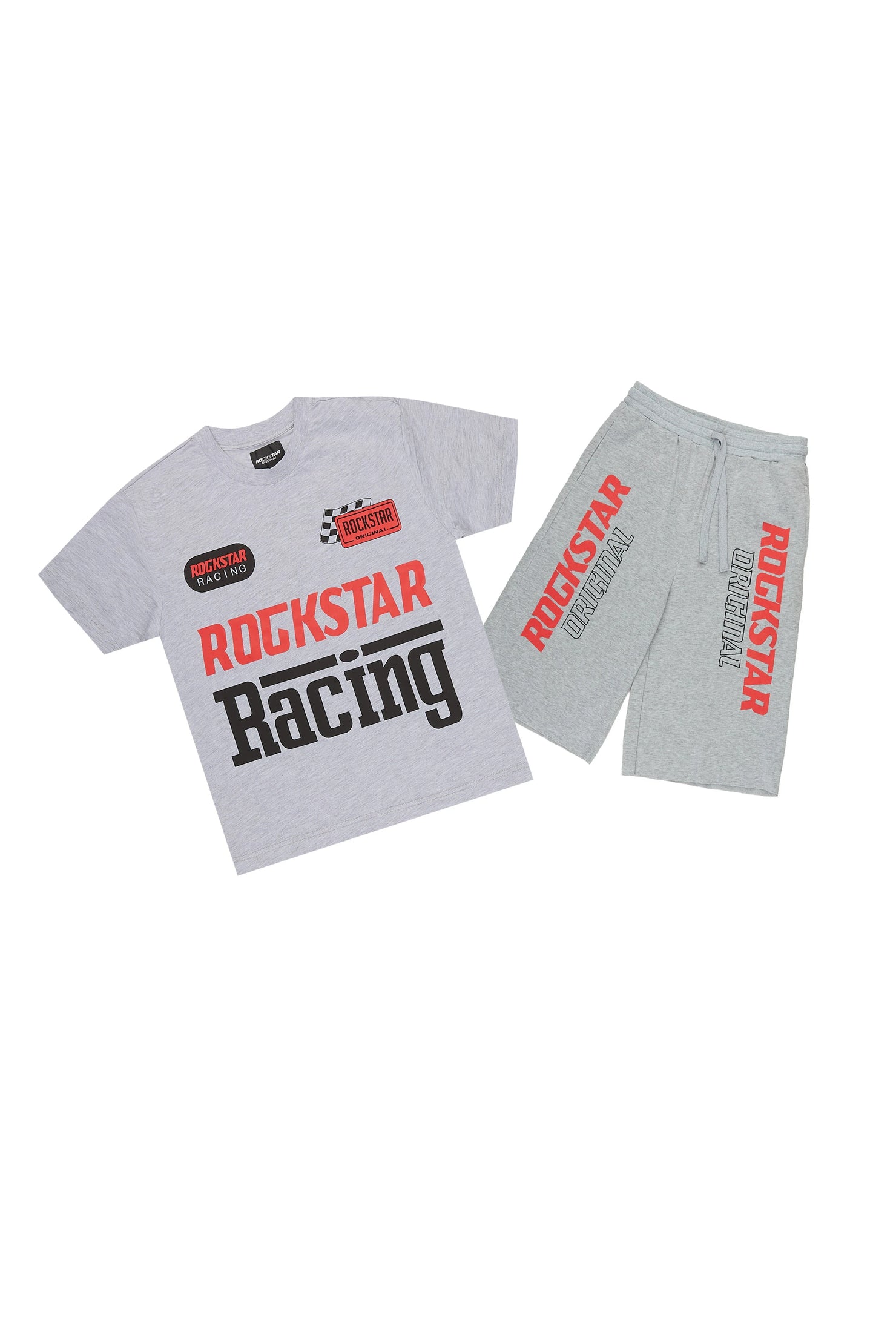 Boys Spiller Grey Oversized T-Shirt/Jort Set