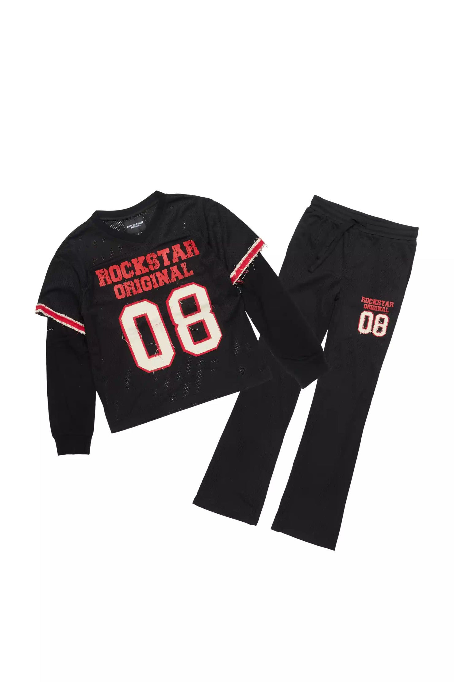 Boys Deston Black Double Layer T-Shirt/Baggy Pant Set