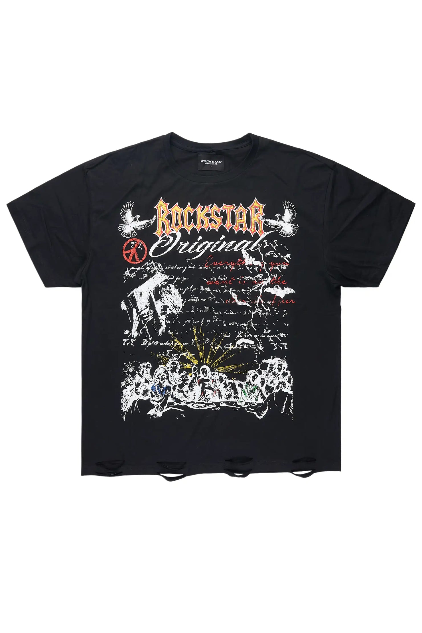 Supper Sketch Black Oversized Graphic T-Shirt
