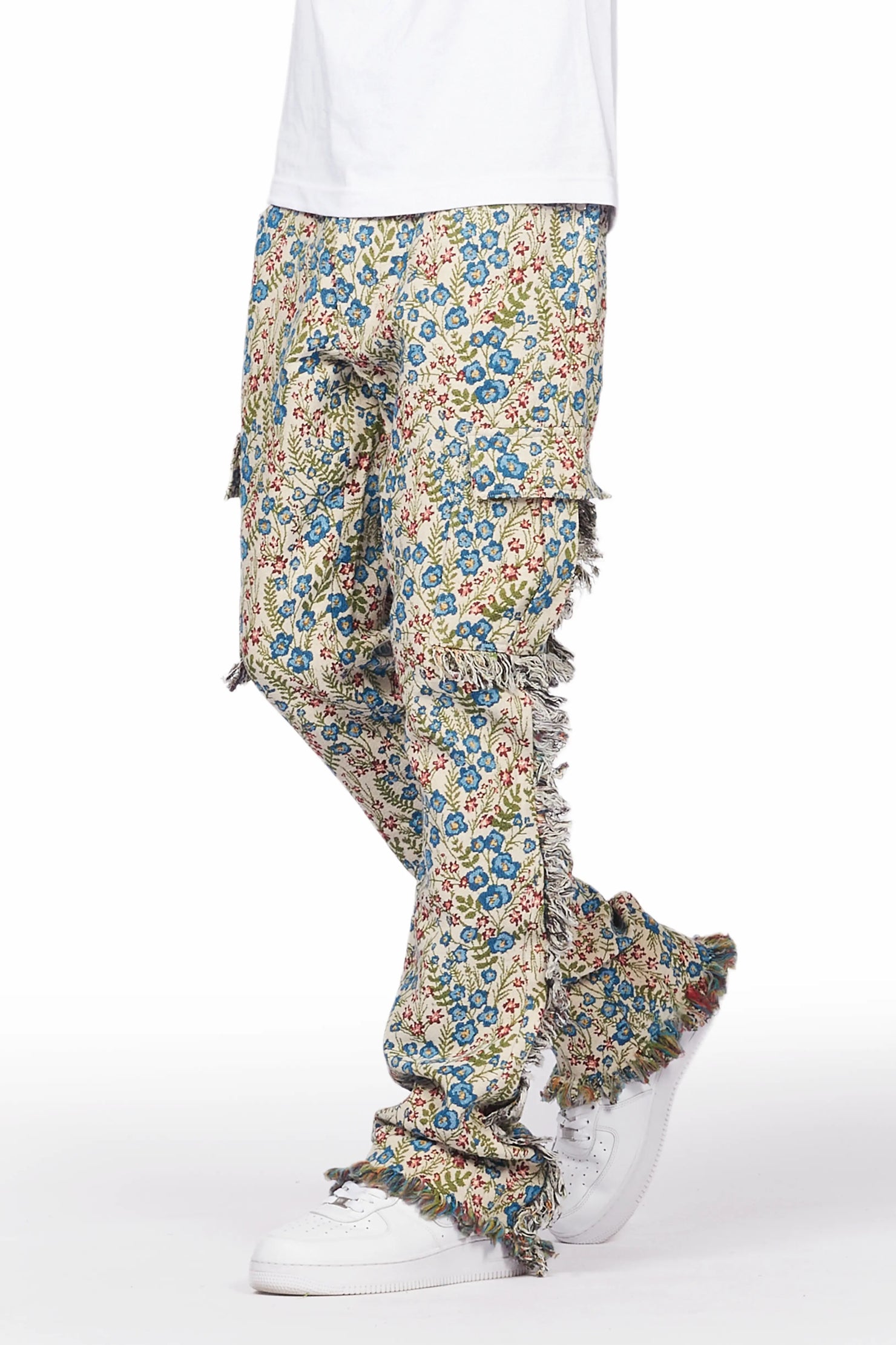 Ayami Beige/Multi Slim Tapestry Flare Jean