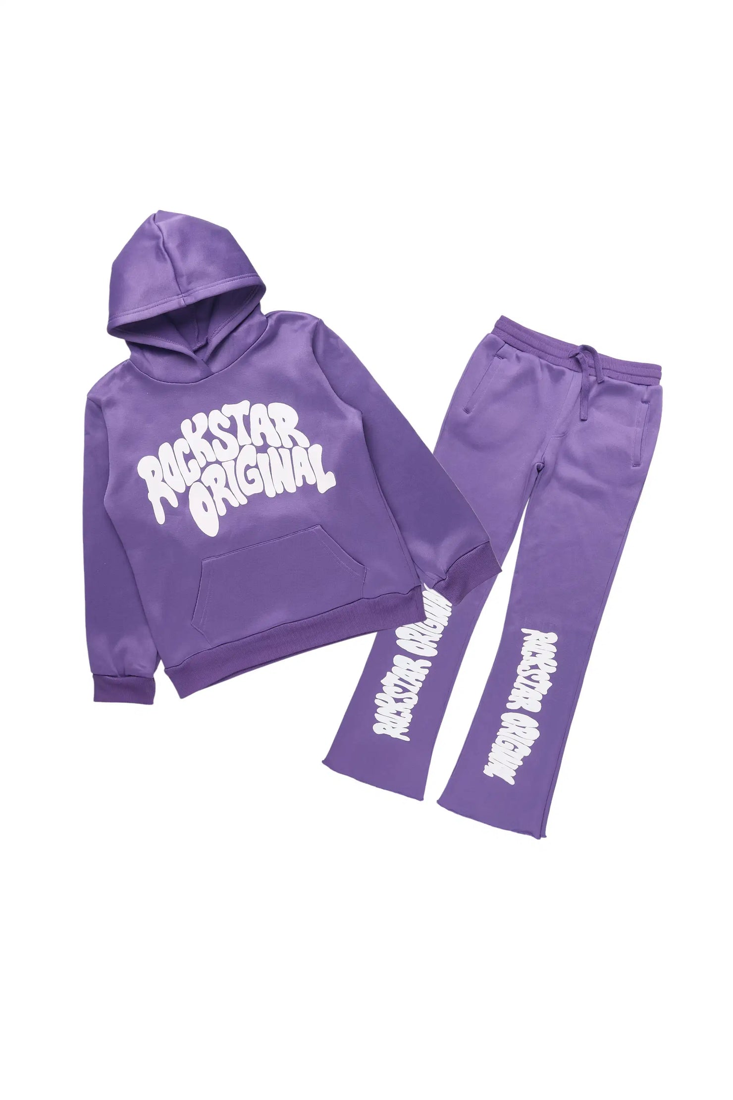 Girls Monique 2.0 Purple/White Hoodie/Stacked Flare Track Set
