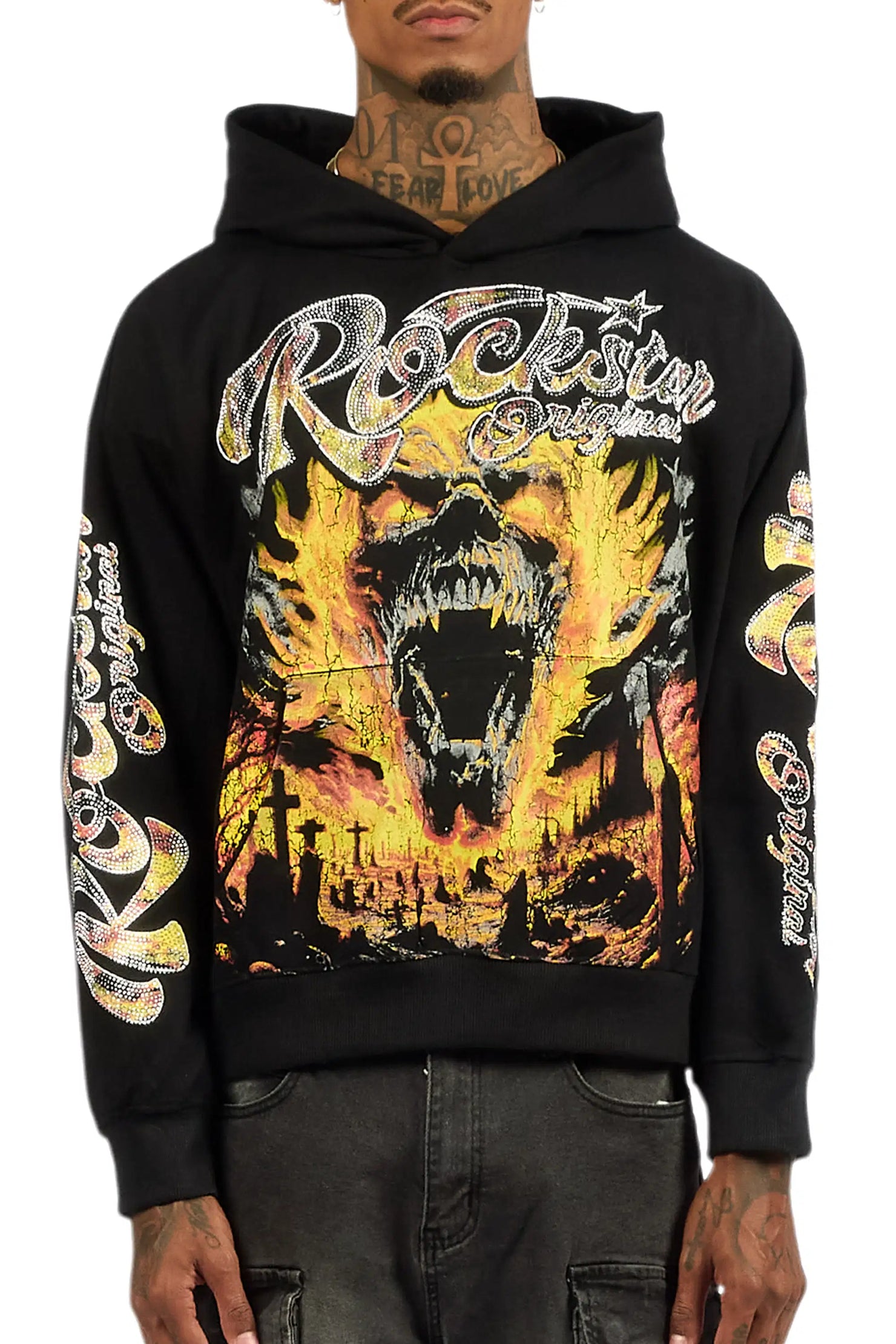 Brun Black Rhinestone Oversized Hoodie