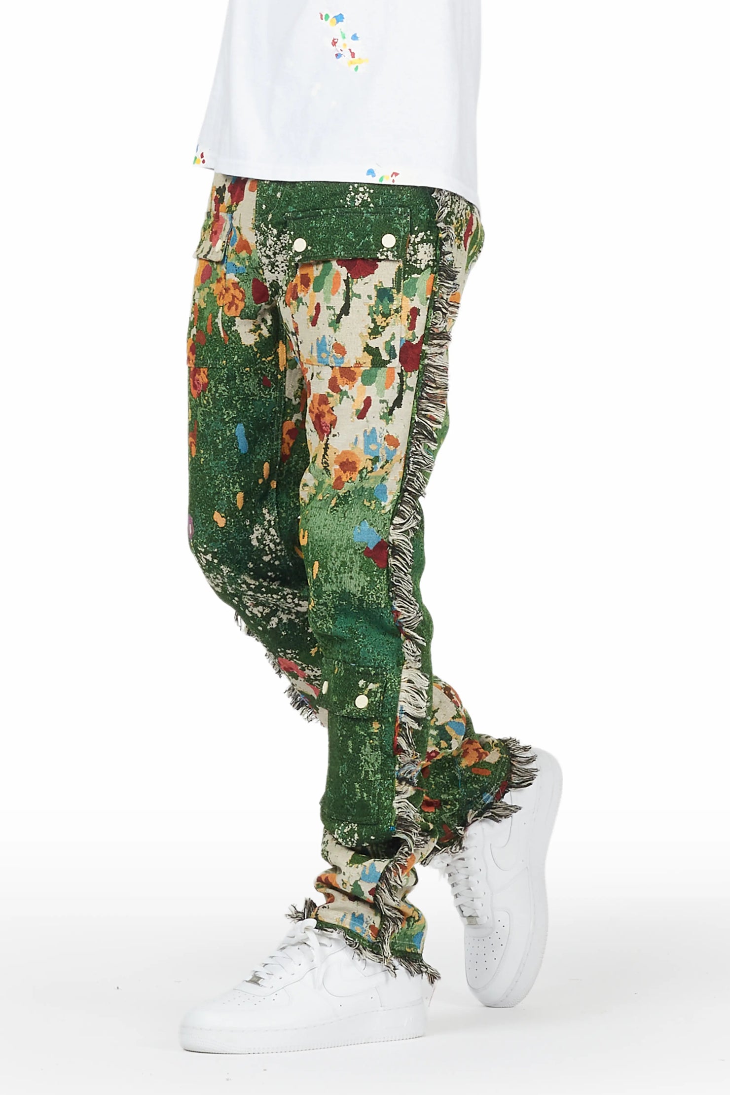 Qwin Green Tapestry Pants