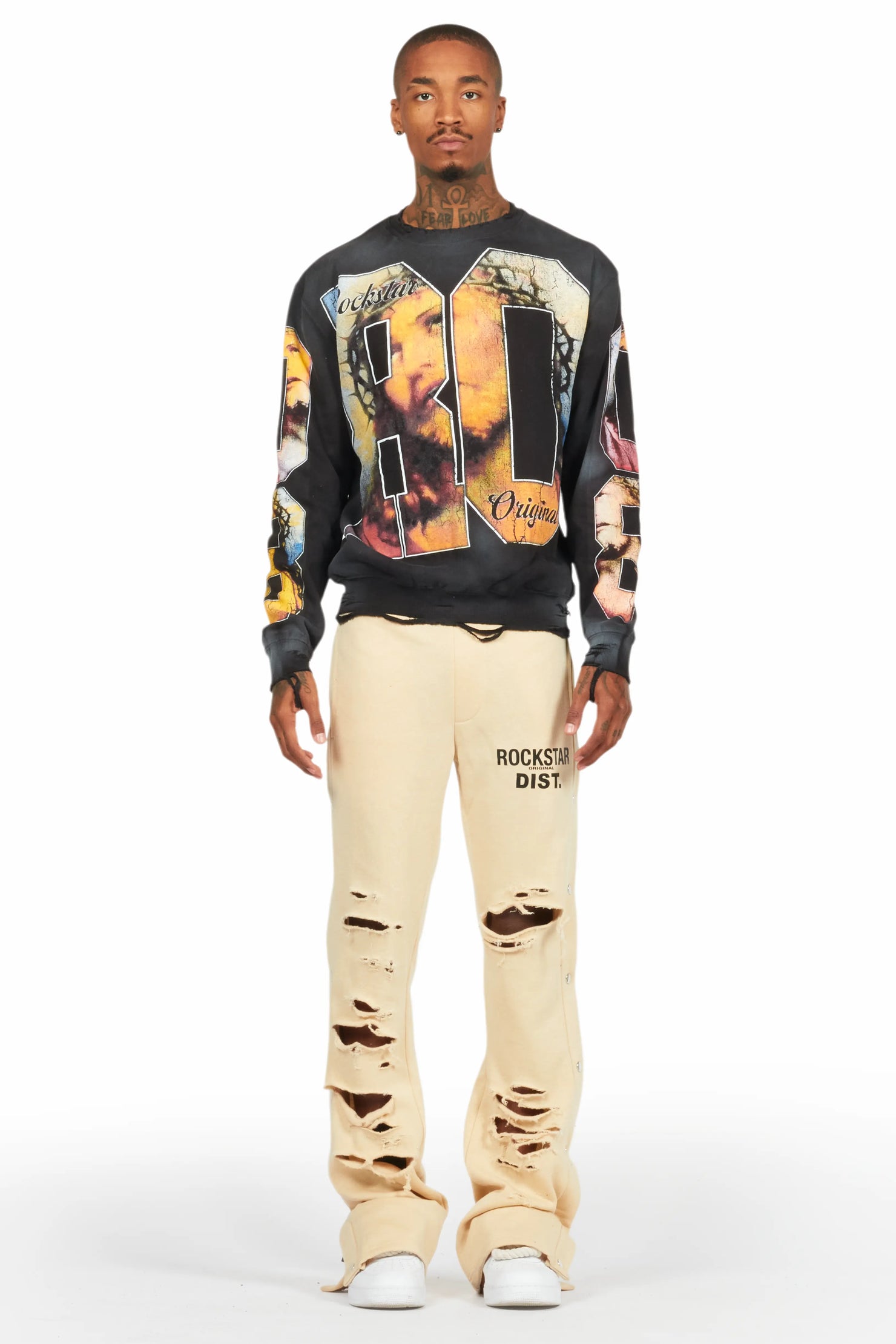 Chance Beige Baggy Snap Button Pant