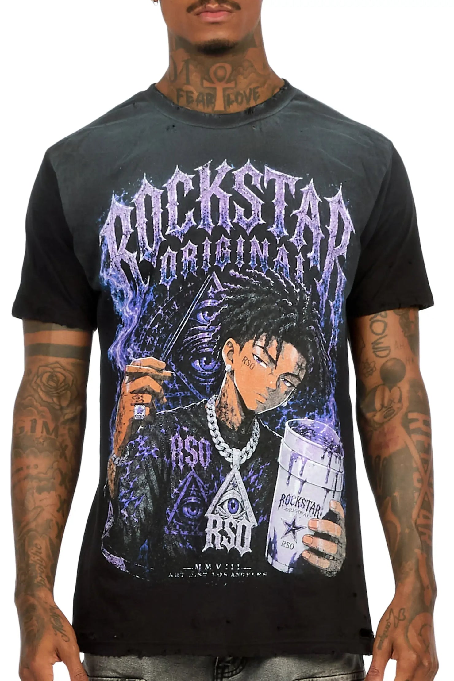 Vexler Black Oversized Graphic T-Shirt