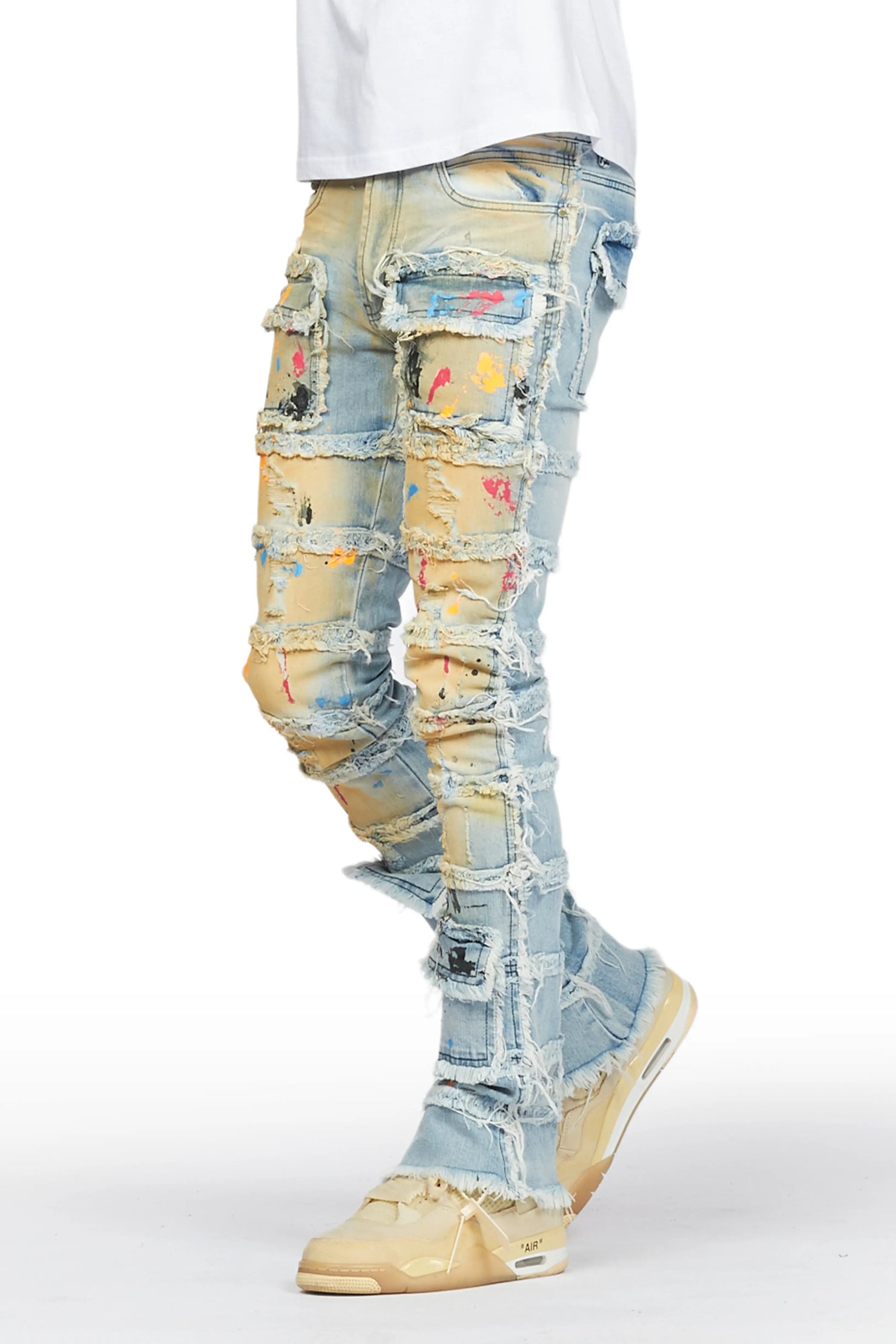 Zafer Blue Painter Stacked Flare Jean
