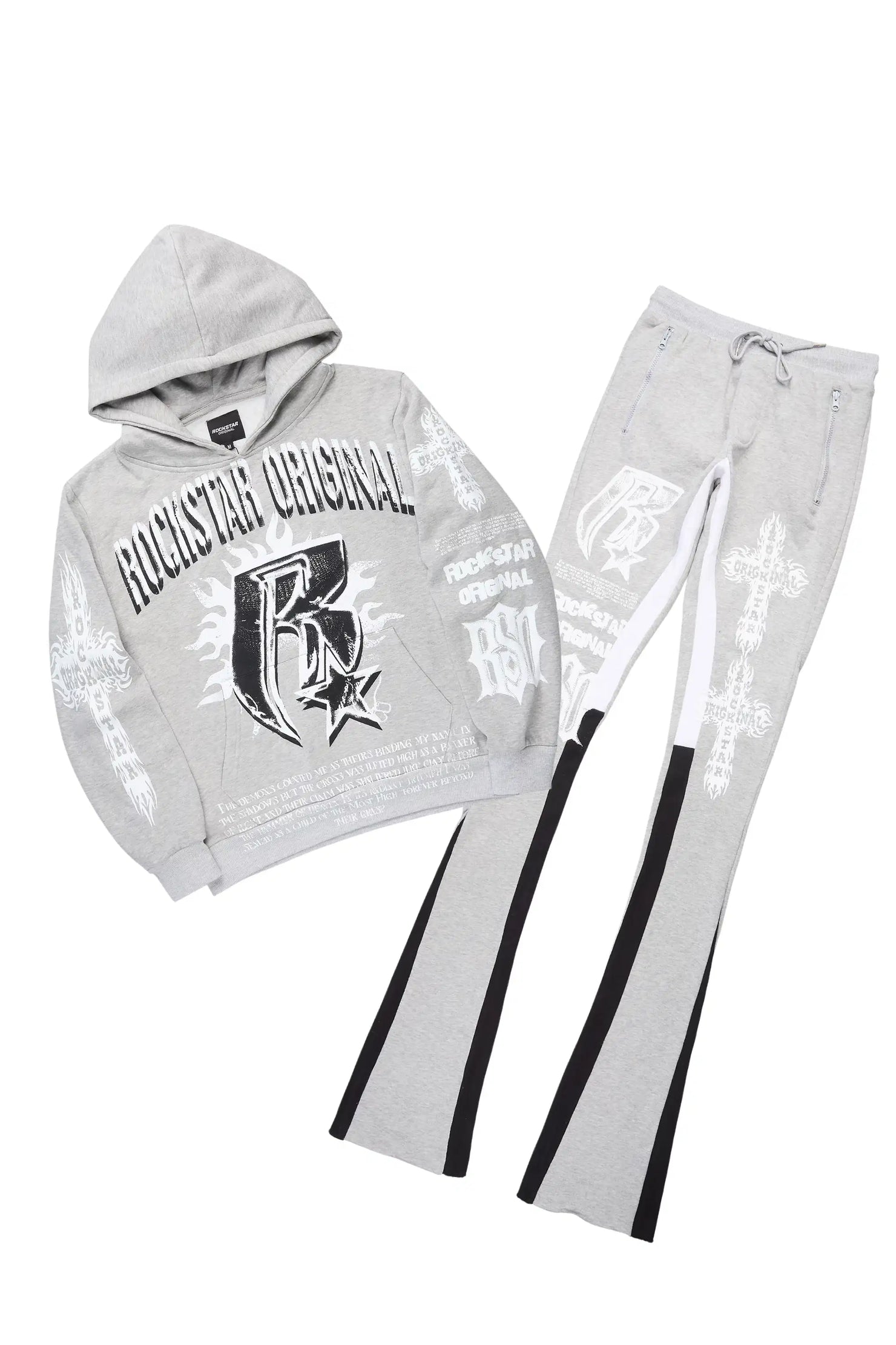 Raxil Heather Grey/Black Hoodie/Super Stacked Track Set