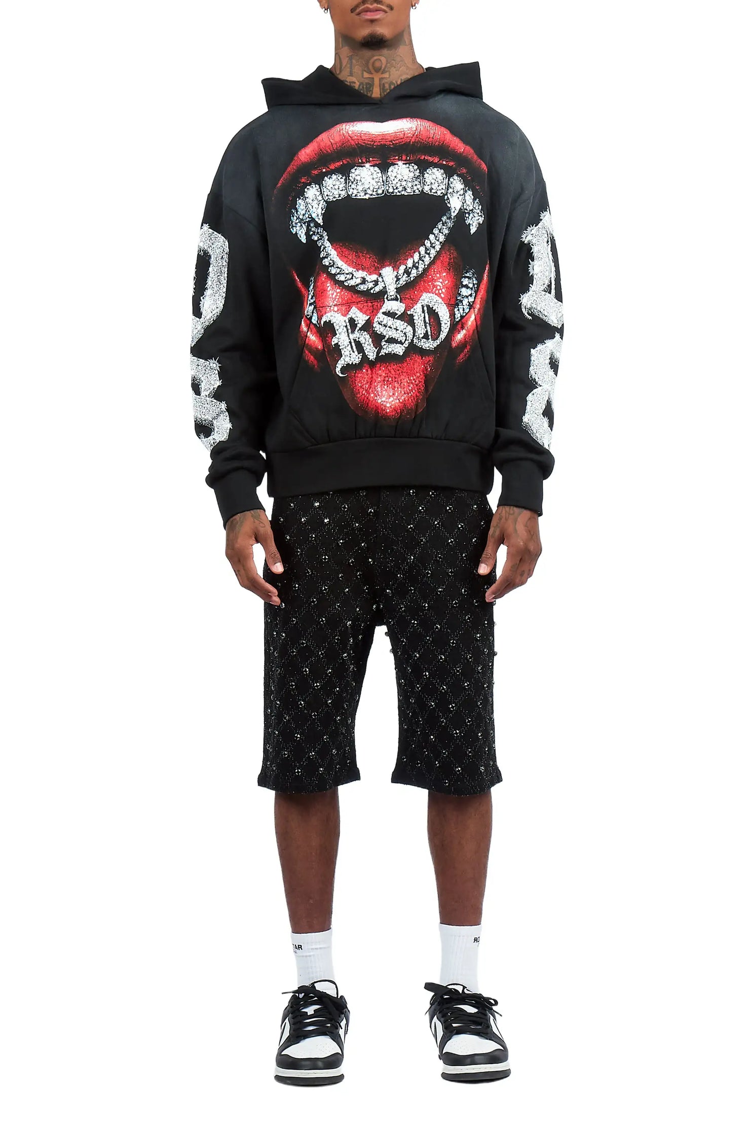 Glit Black Rhinestone Denim Short