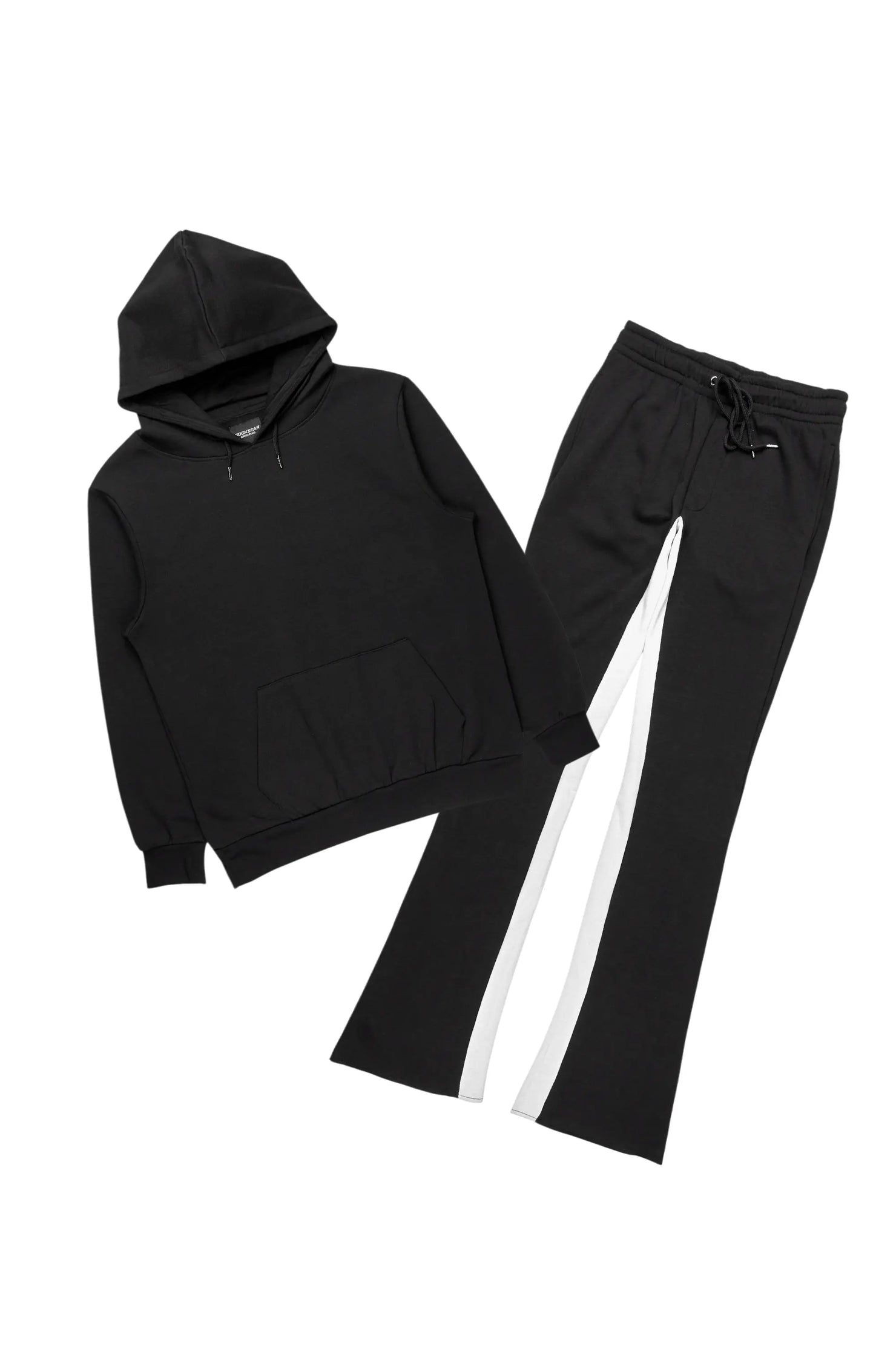 Basic Black/White Hoodie/Baggy Track Pant Set