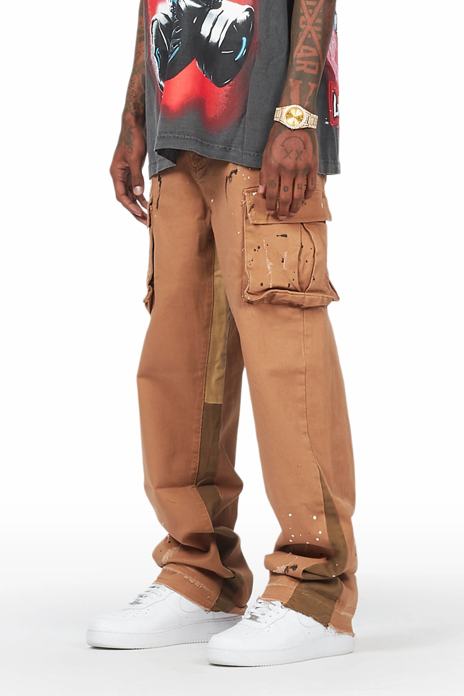 Dubaku Beige Baggy Fit Jean