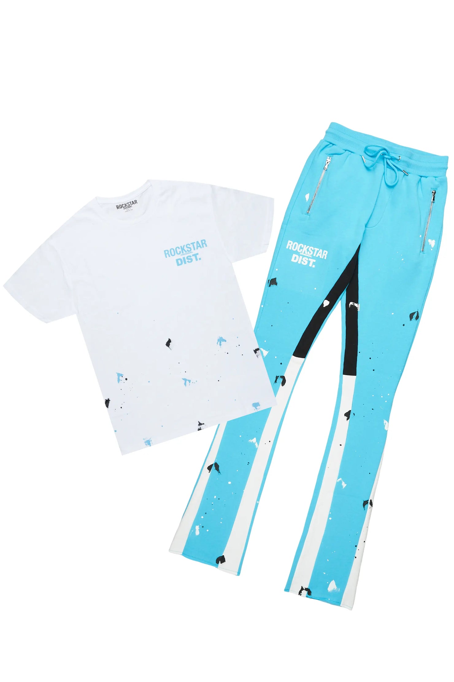 Raffer Blue/White T-Shirt/Stacked Flare Pant Set