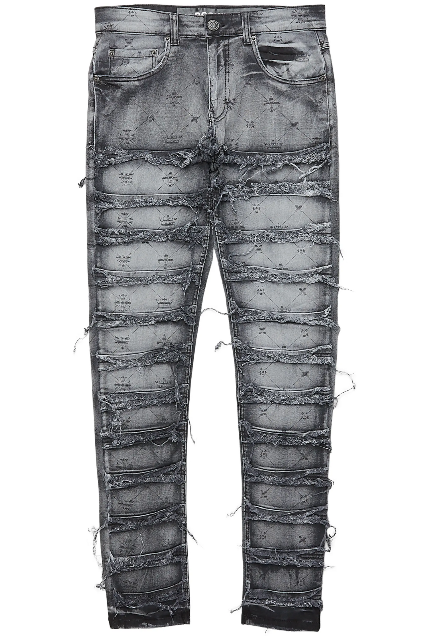 Pasha Black Wash Slim Fit Frayed Jean