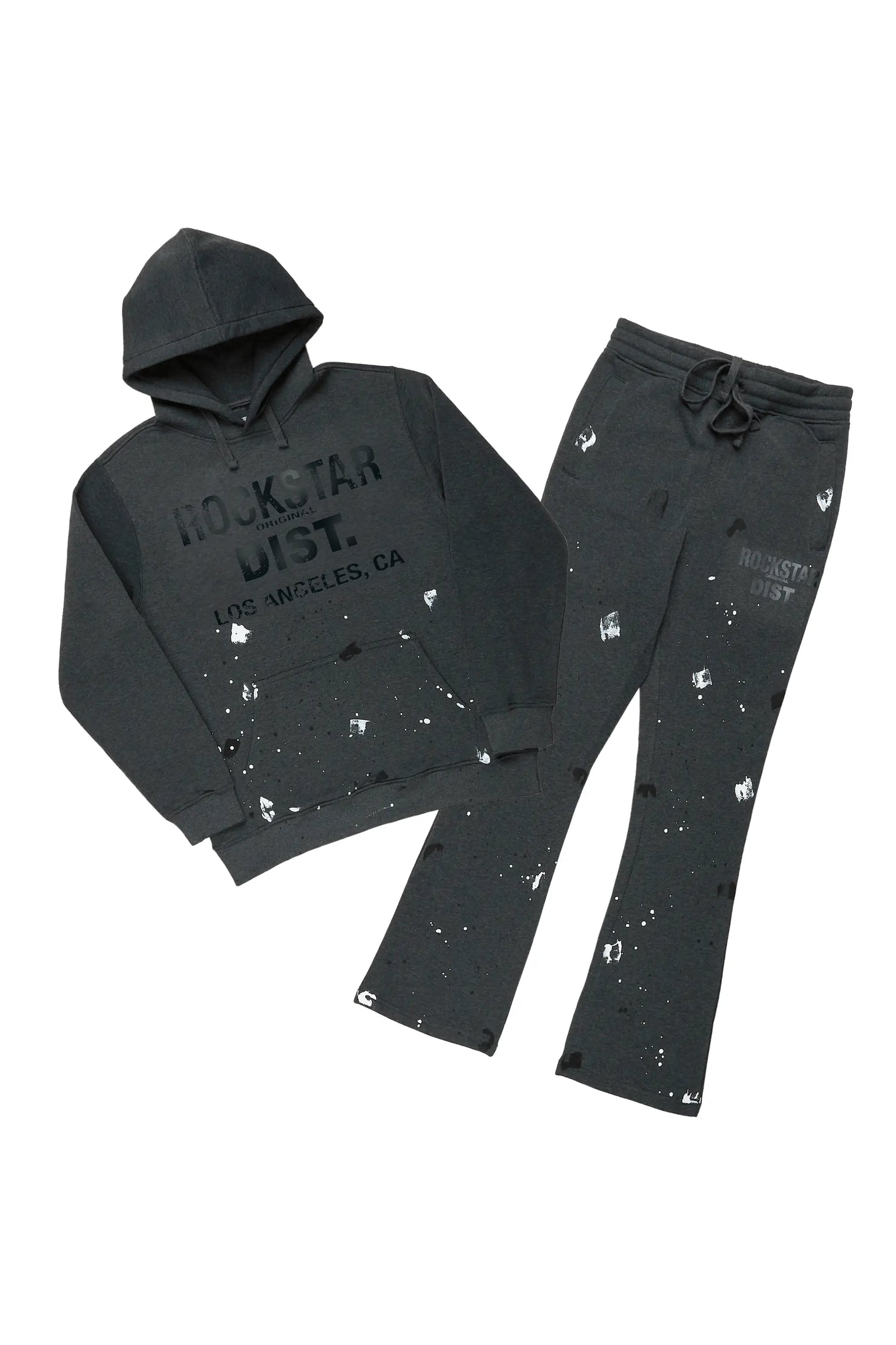 Scottie Charcoal Paint Splatter Hoodie/Stacked Flare Track Set