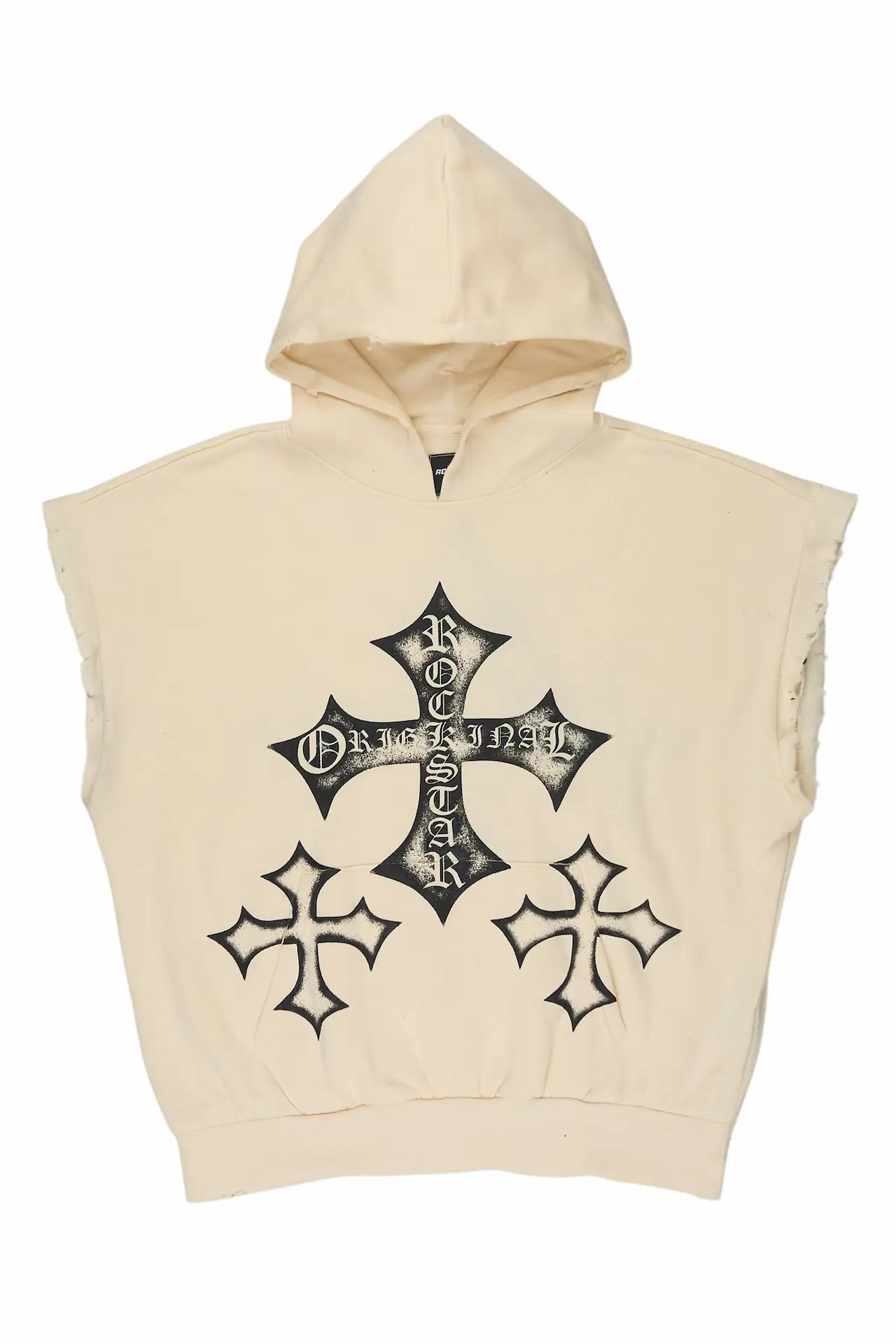 Marzion Sand/Black Cut Sleeve Hoodie