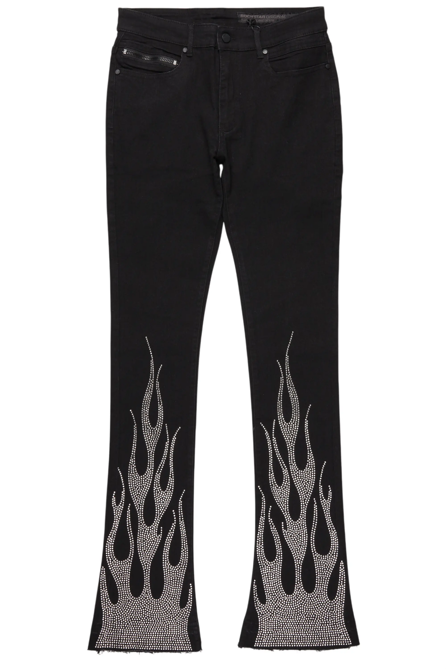 Samba Black Rhinestone Stacked Flare Jean