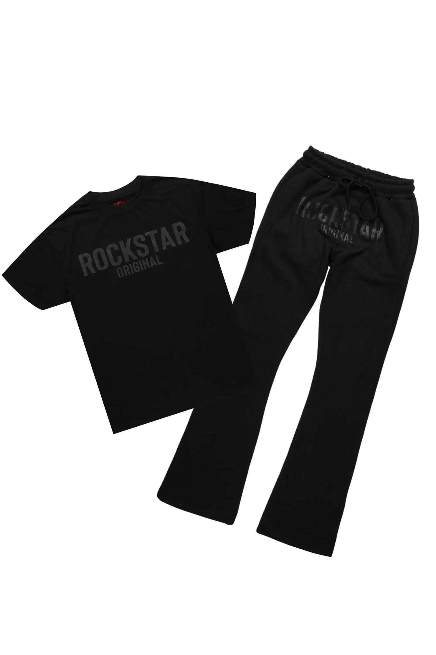 Sana Black/Black T-Shirt/Stacked Track Pant Set