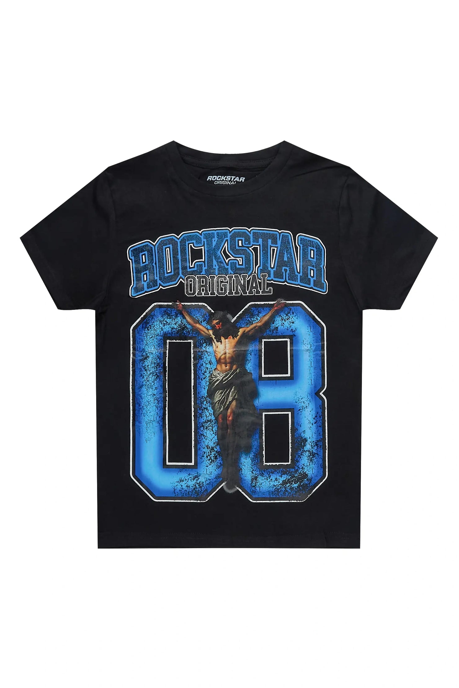 Boys Fields Black/Blue Graphic T-Shirt