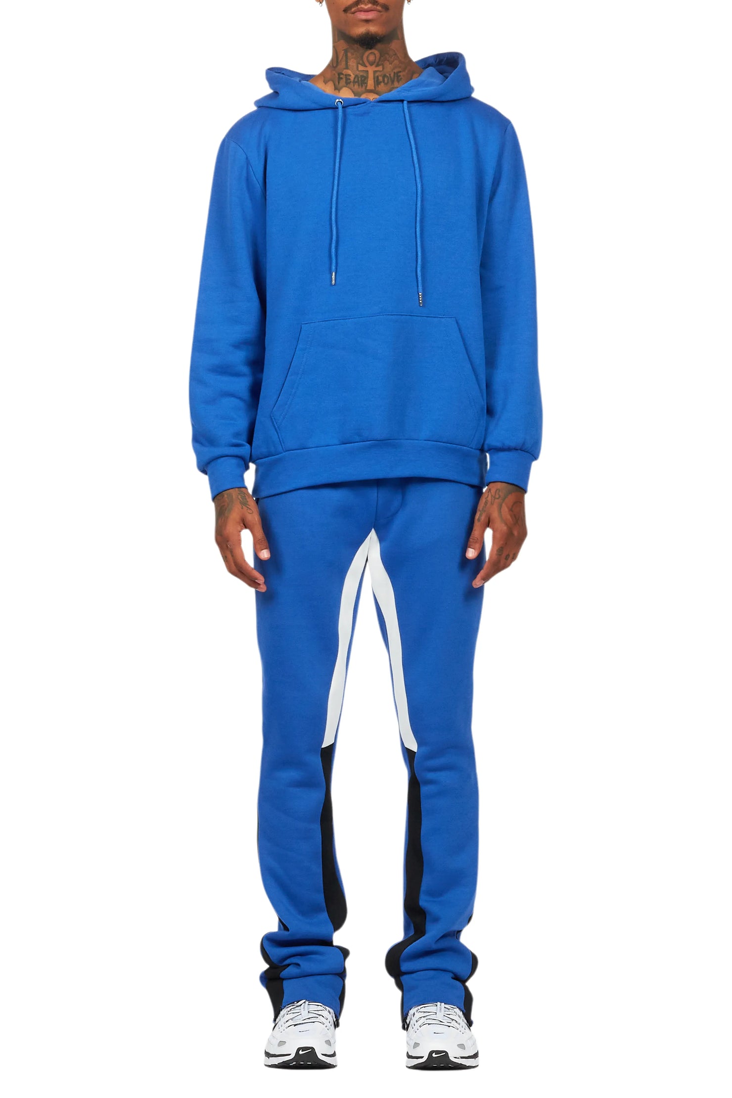 Basic Royal Blue Hoodie/Stacked Flare Track Set