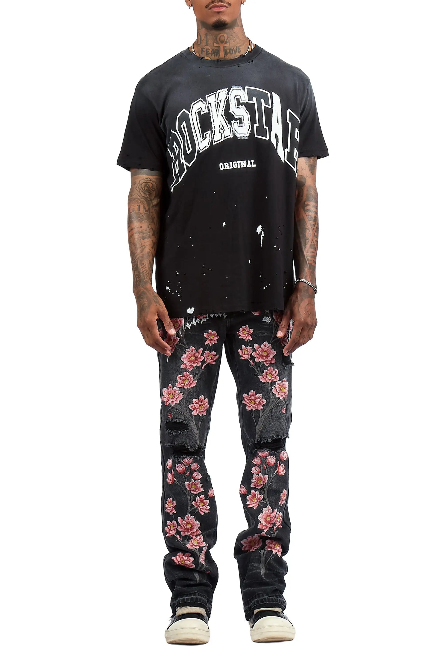 Folor Dark Grey Stacked Flare Jean