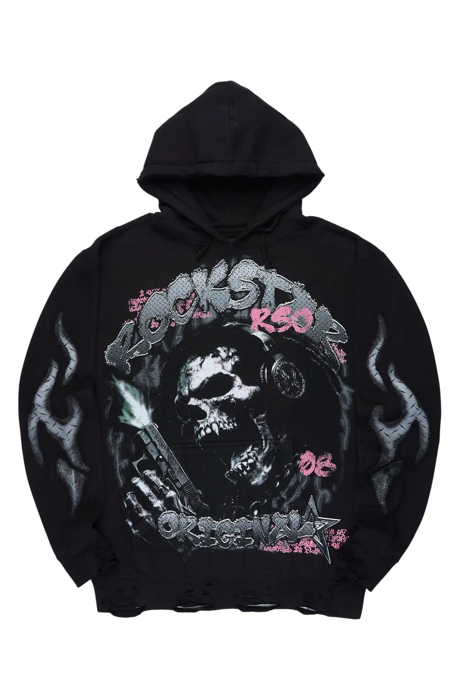 Tylenz Black/Multi Distressed Graphic Hoodie