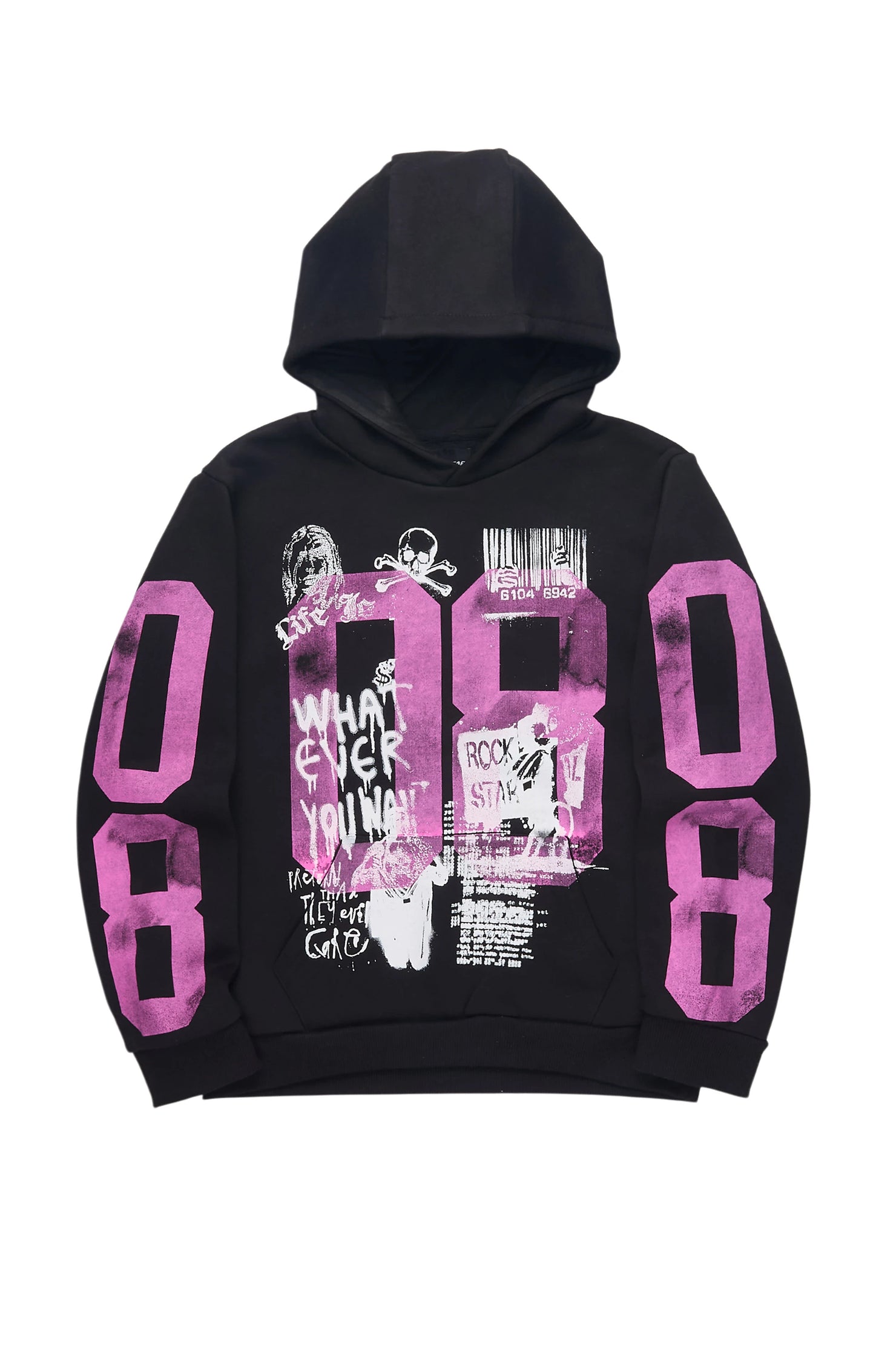 Boys Beau Black/Pink Graphic Hoodie