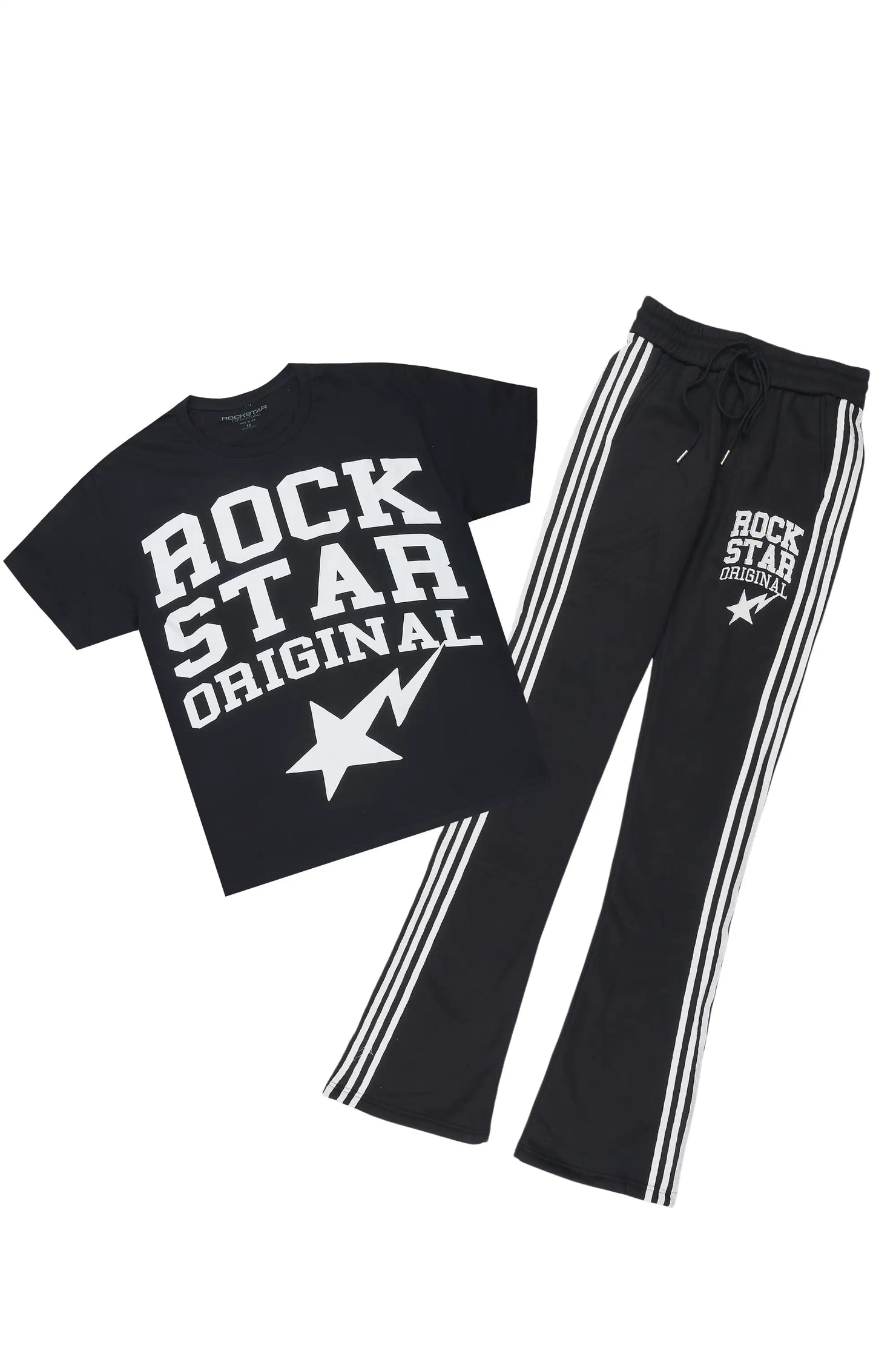 Gerrit 2.0 Black/White T-Shirt/Stacked Baggy Pant Track Set
