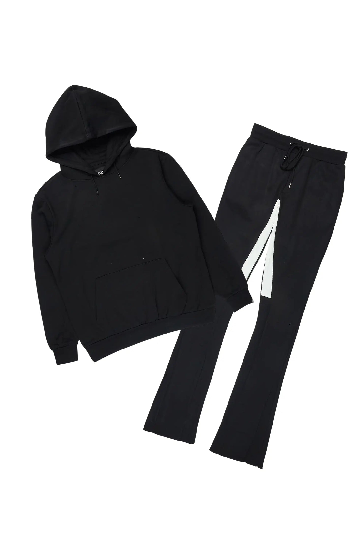 Basic Black/Black Hoodie/Stacked Flare Track Set
