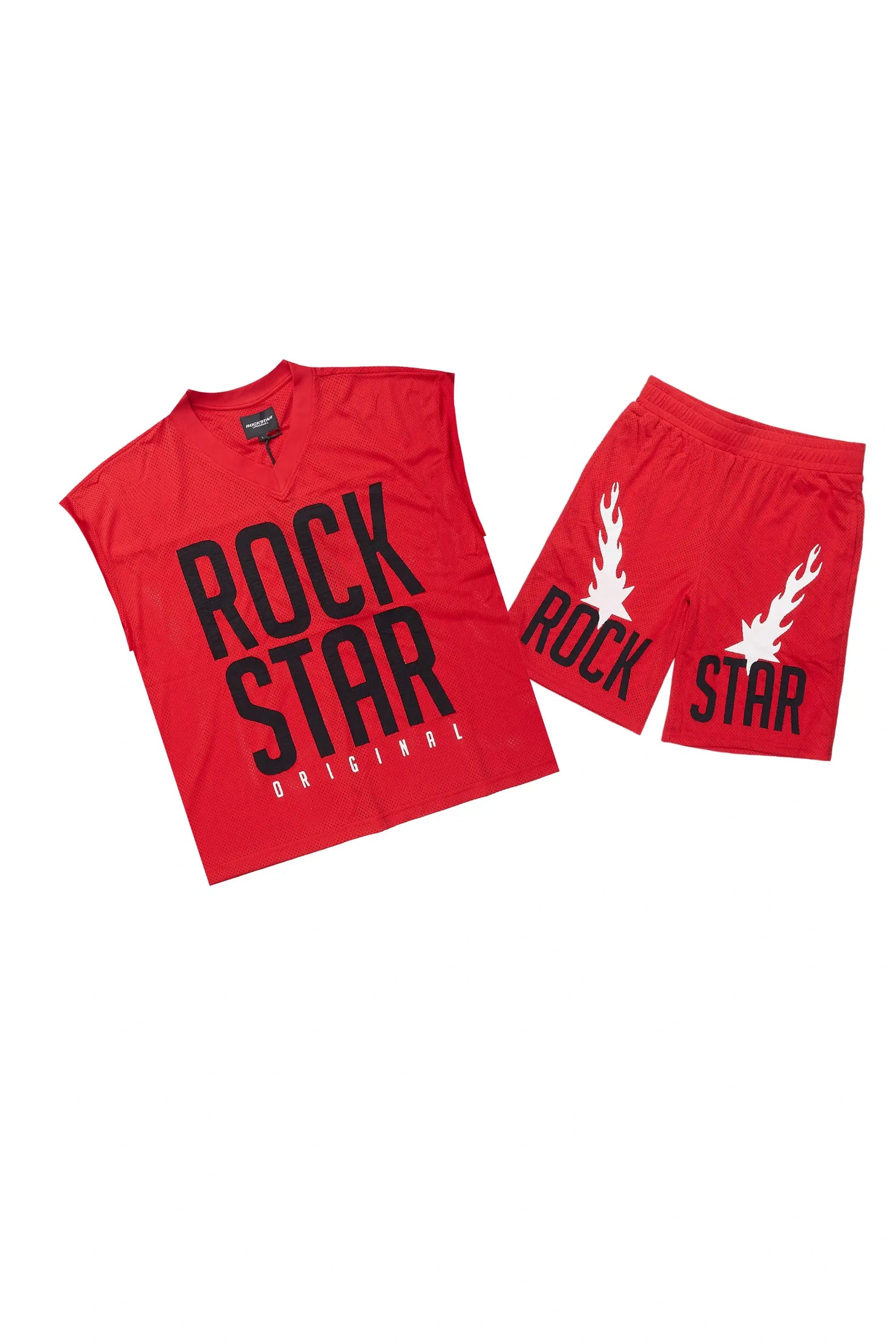 Climi Red Cut Sleeve T-Shirt/Short Set