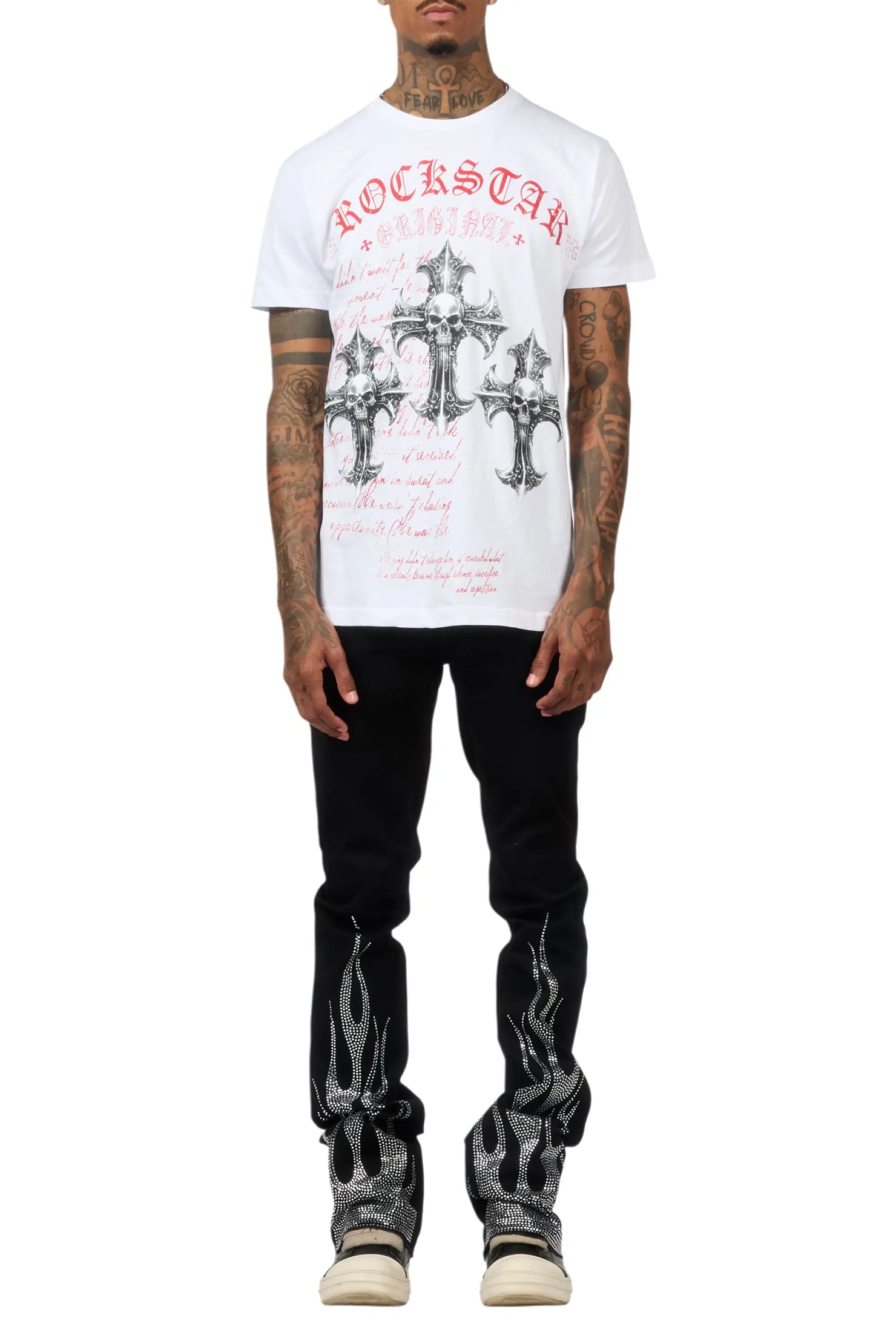 Samba Black/Clear Rhinestone Stacked Flare Jean