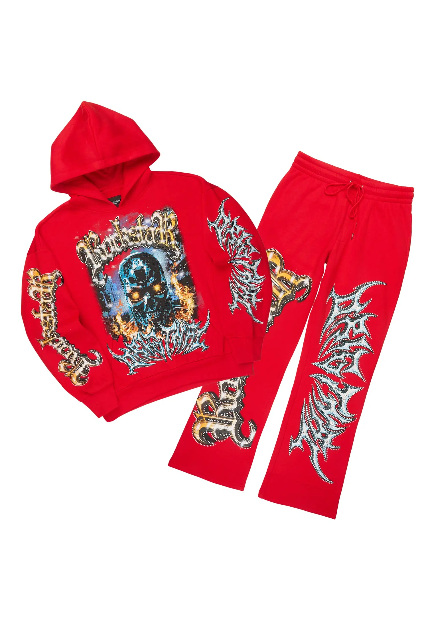 Mesin Red Hoodie/Baggy Pant Track Set
