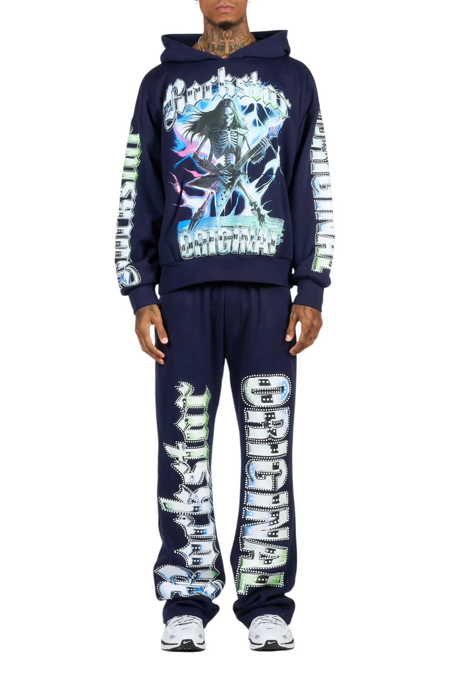 Nyxx Navy Hoodie/Baggy Pant Track Set