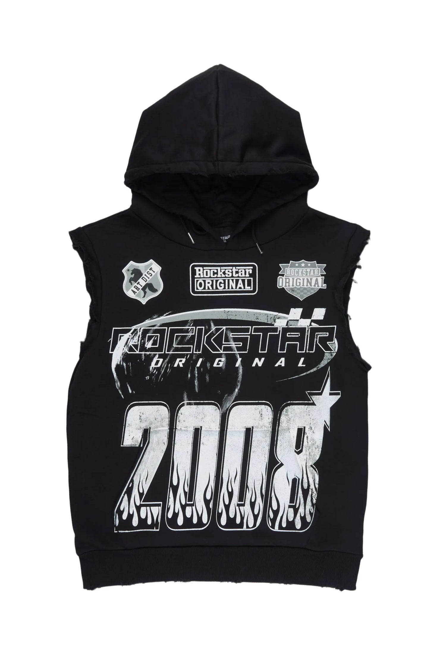 Amos Black Cut Sleeve Hoodie