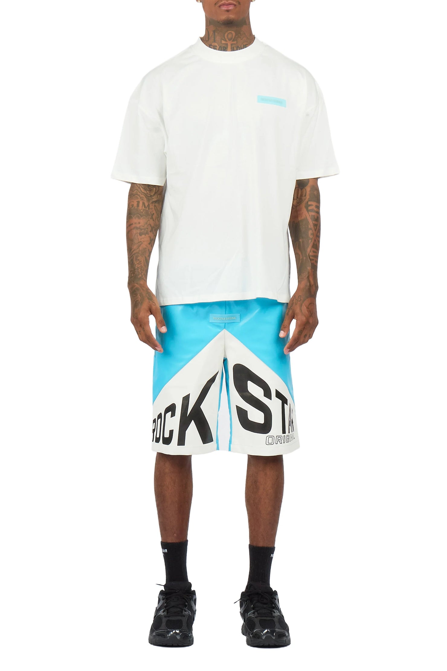 Zayn White/Mint/Blue Graphic Short Set