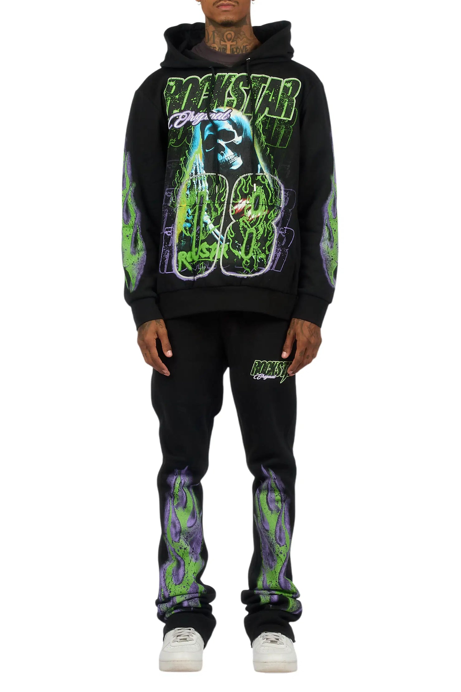 Kruz Black Hoodie/Stacked Pant Track Set