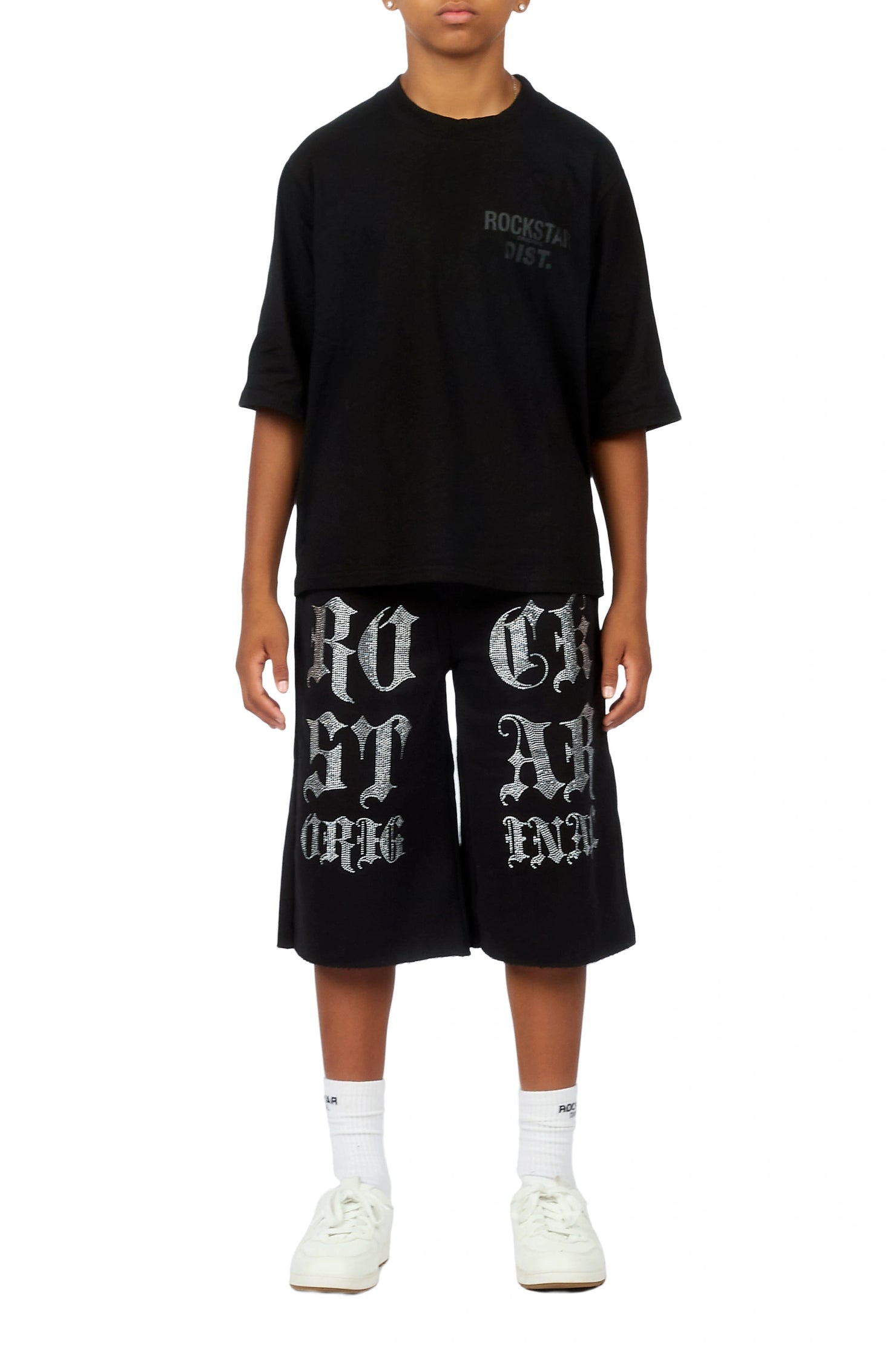 Boys Teiario Black Rhinestone Track Short