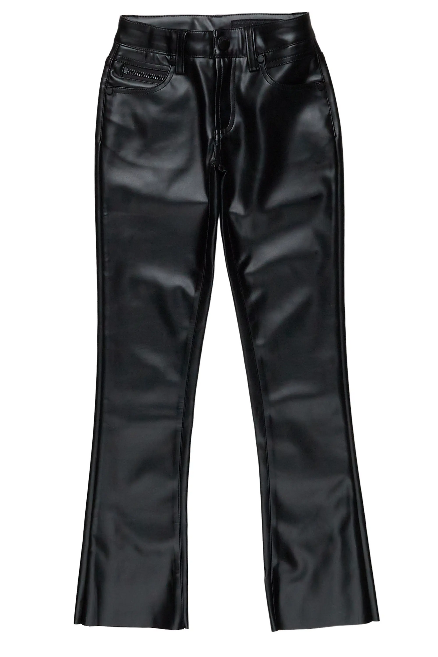 Girls Rikka Black PU Super Stacked Flarer Jean