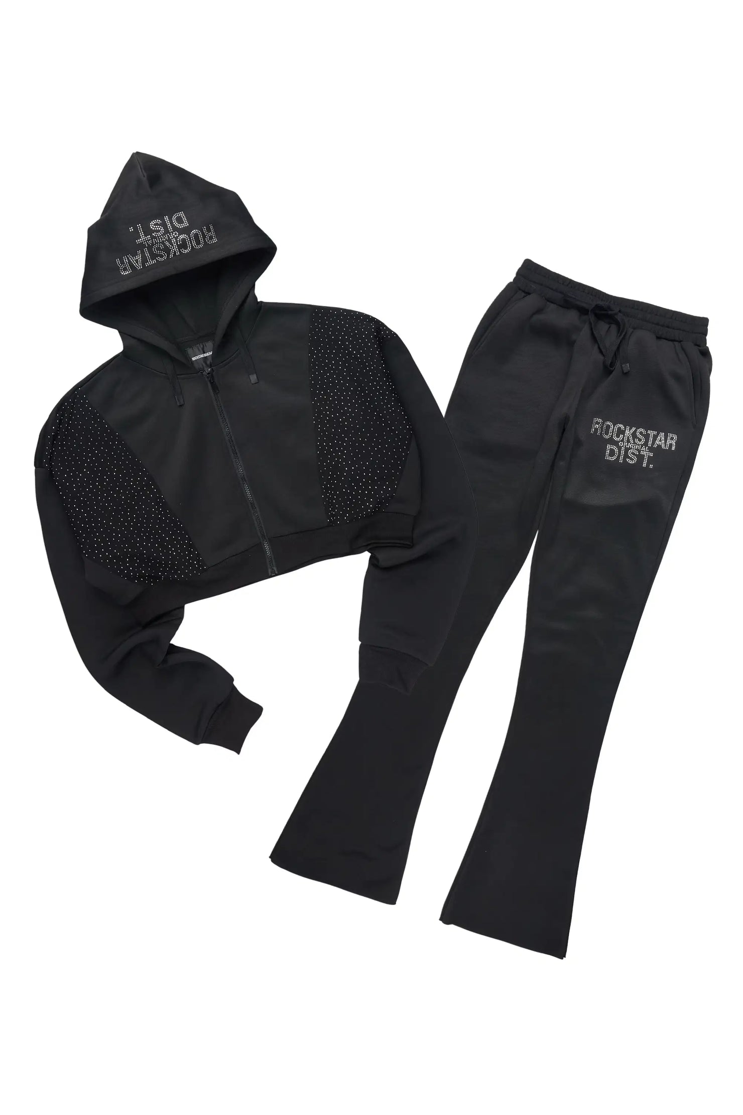 Sheila Black Rhinestone Stacked Flare Track Set