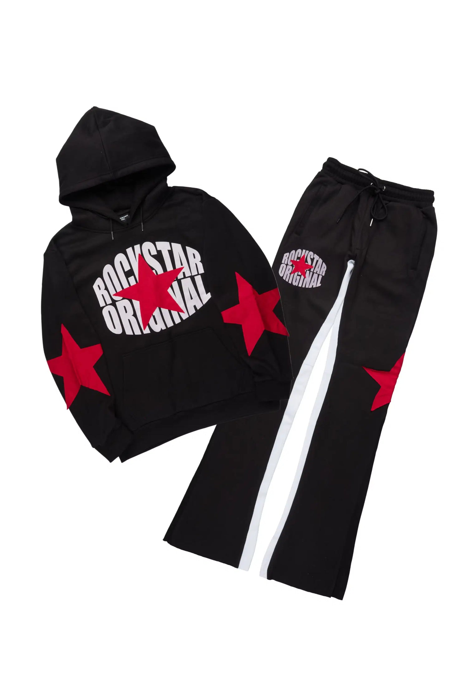 States Black/Red Hoodie Stacked Flare Track Set