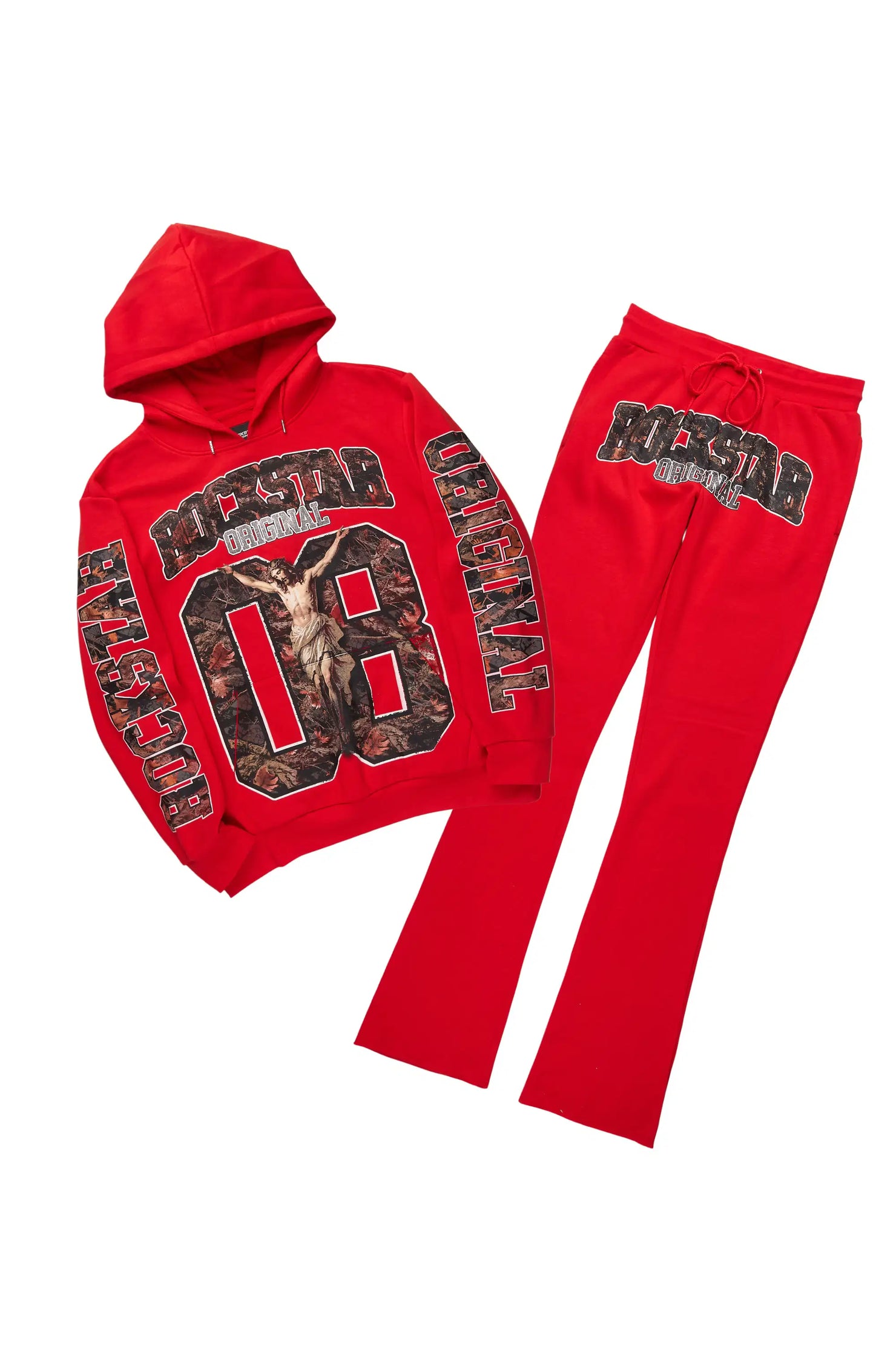 Fields Red Hoodie/Stacked Pant Track Set