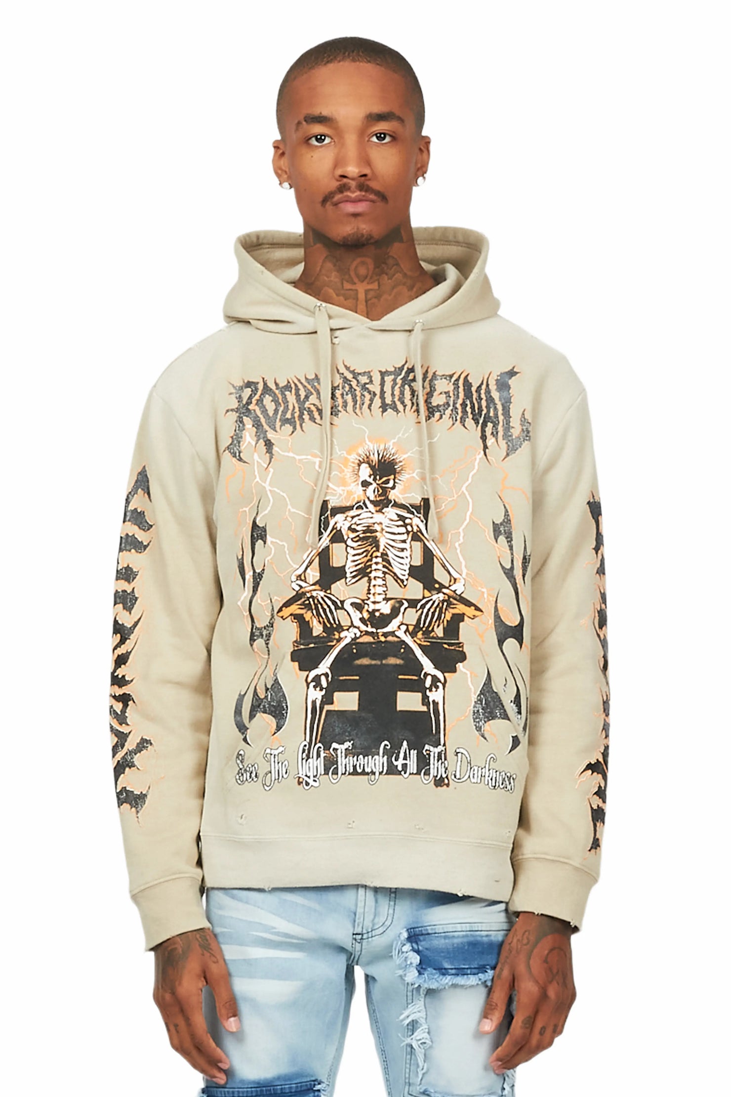 Deathrow Beige Graphic Hoodie