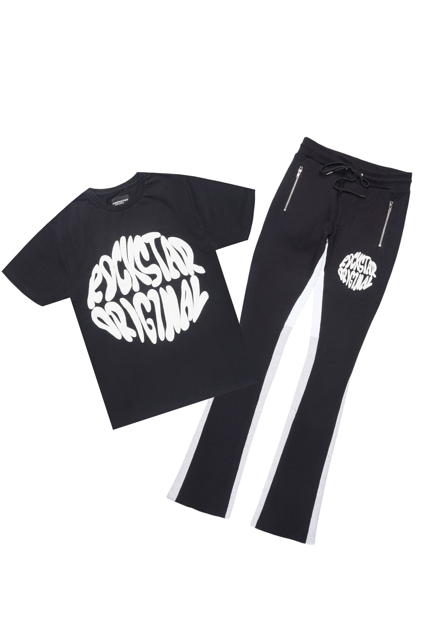 Thierry Black T-Shirt/Stacked Flare Track Set