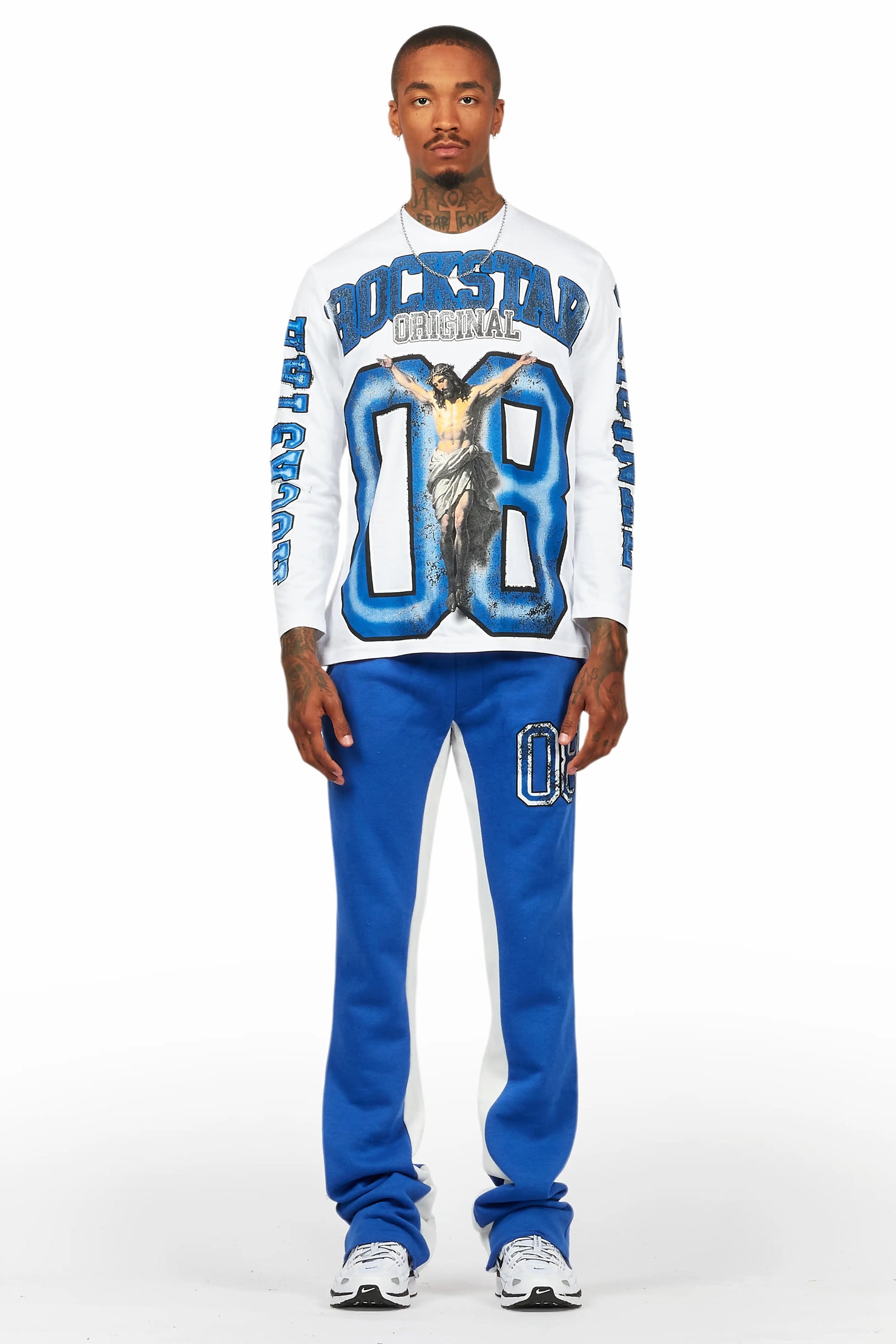 Fields White/Royal Long Sleeve T-Shirt/Baggy Pant Set