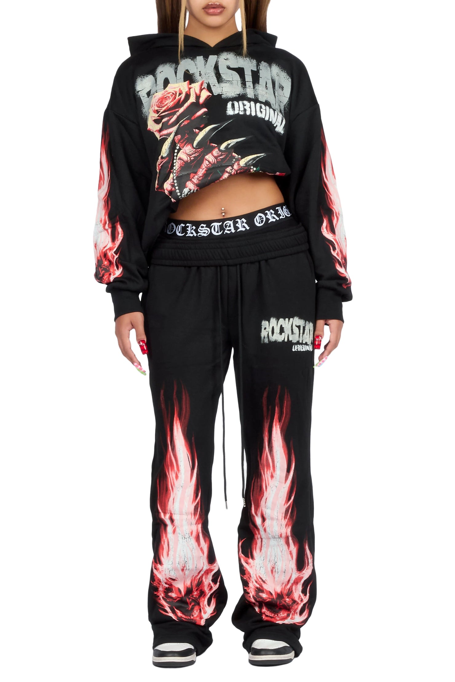 Kyntra Black Graphic Baggy Fit Track Set